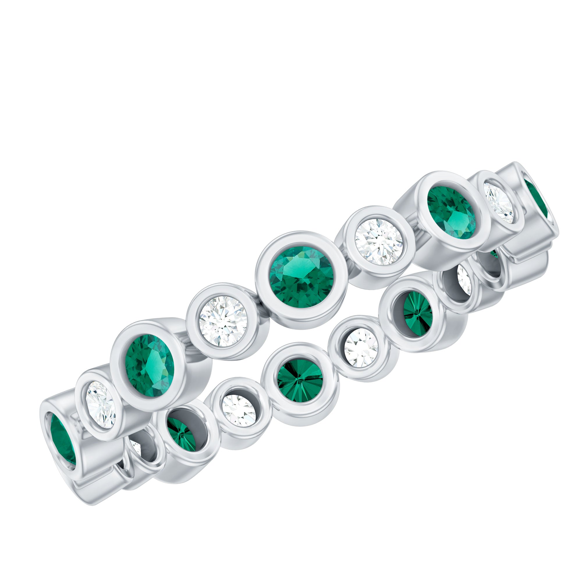 Alternating Set Lab Emerald and Moissanite Full Eternity Ring
