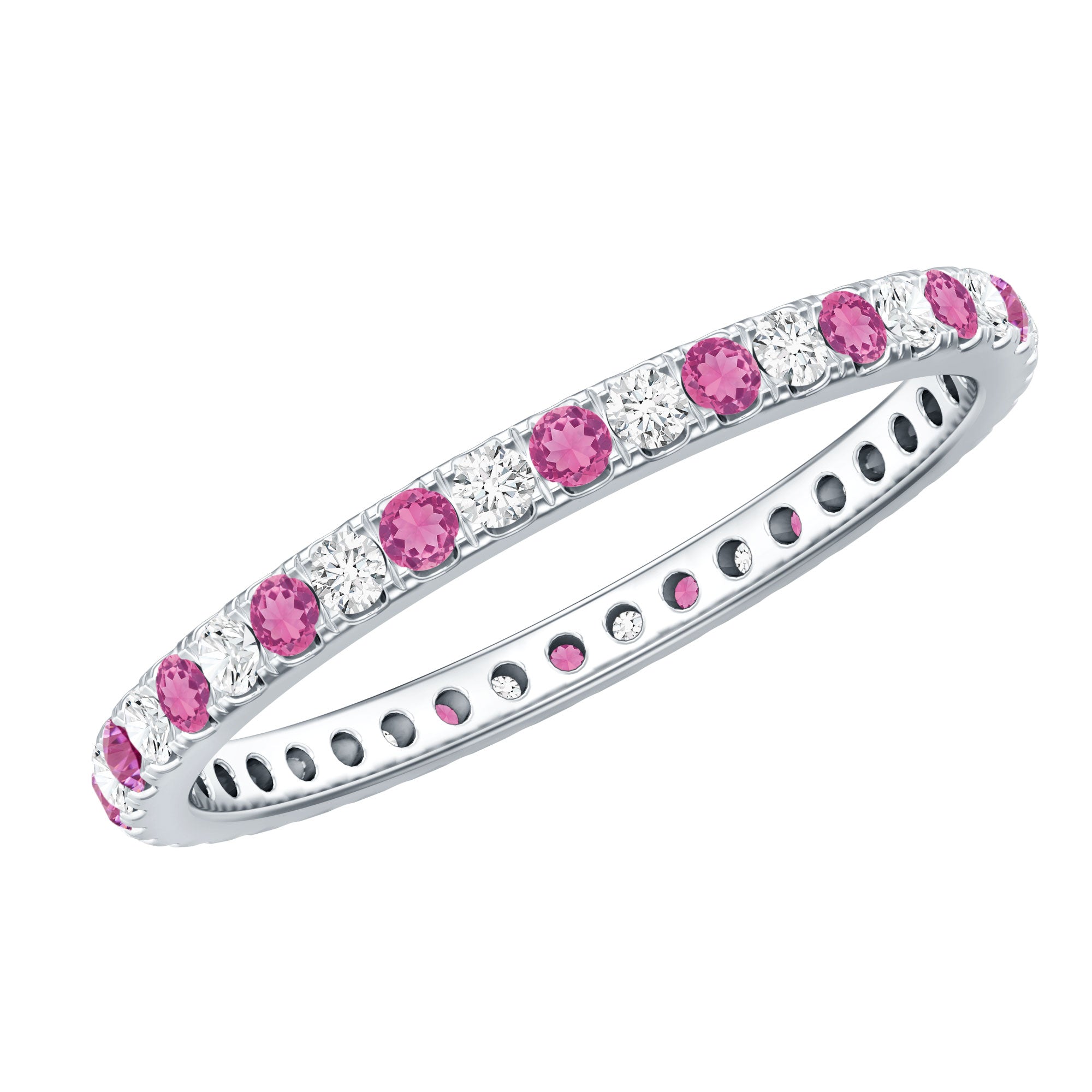 Pink Tourmaline and Diamond Stackable Ring AAA - Rosec Jewels