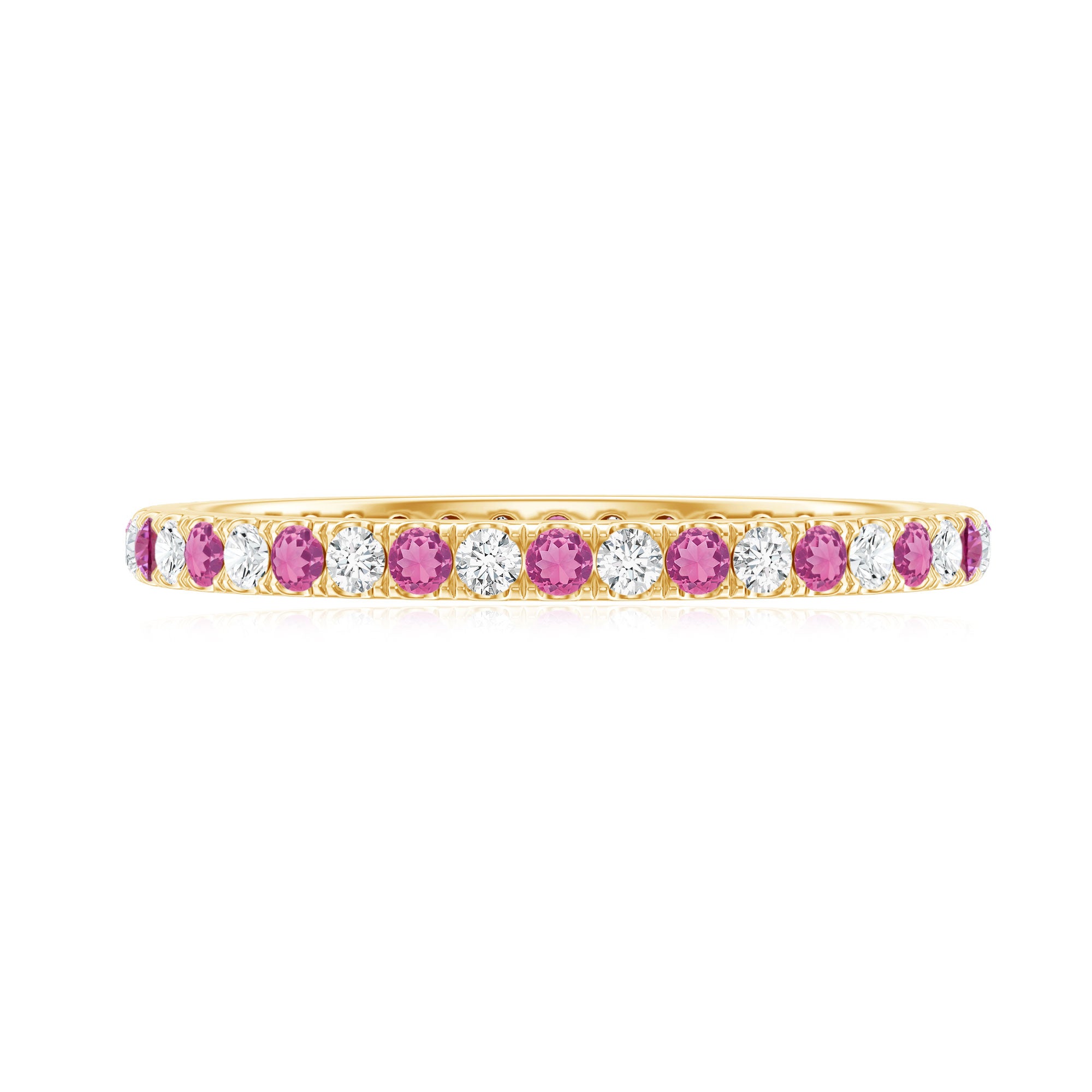 Pink Tourmaline and Diamond Stackable Ring AAA - Rosec Jewels