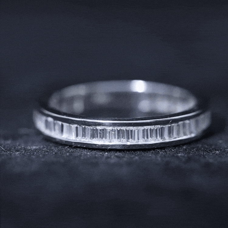 Baguette Cut Moissanite Wedding Band in Channel Setting D-VS1 - Rosec Jewels