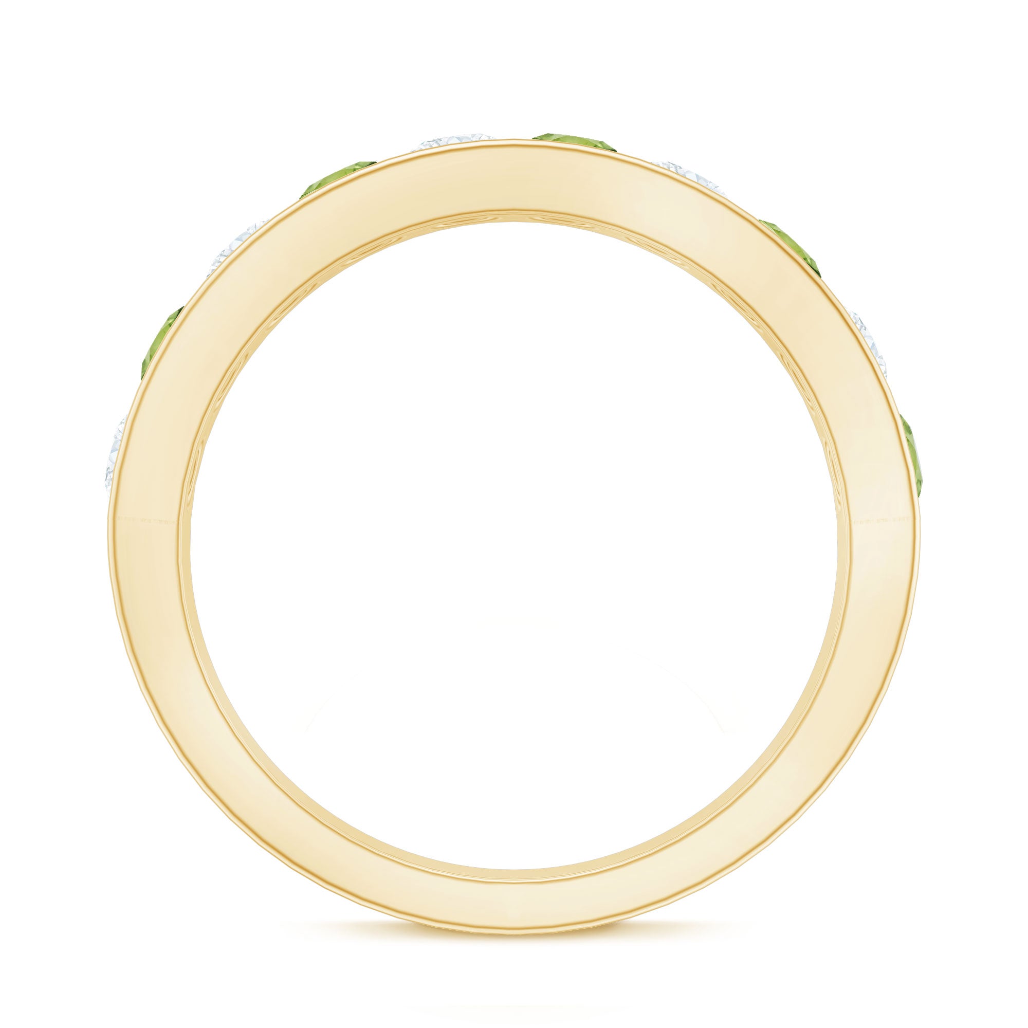 Channel Set Peridot and Diamond Half Eternity Ring for Women AAA - Rosec Jewels
