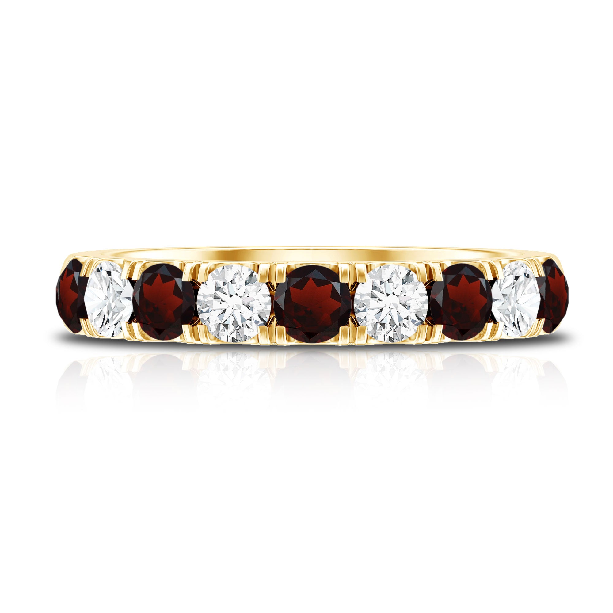 Genuine Garnet Diamond Half Eternity Wedding Ring AAA - Rosec Jewels