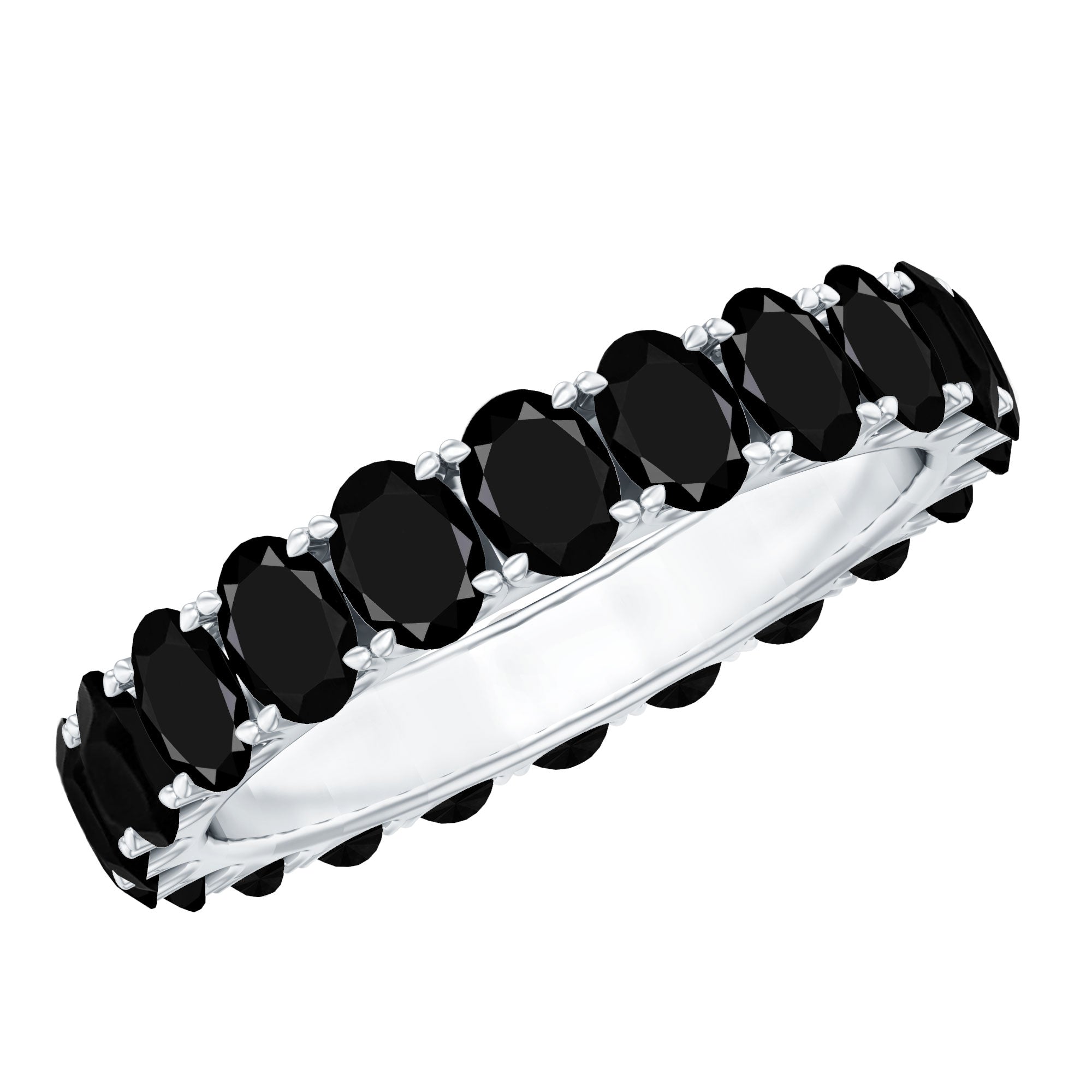 Rosec Jewels-Oval Shaped Black Onyx Wedding Band for Women