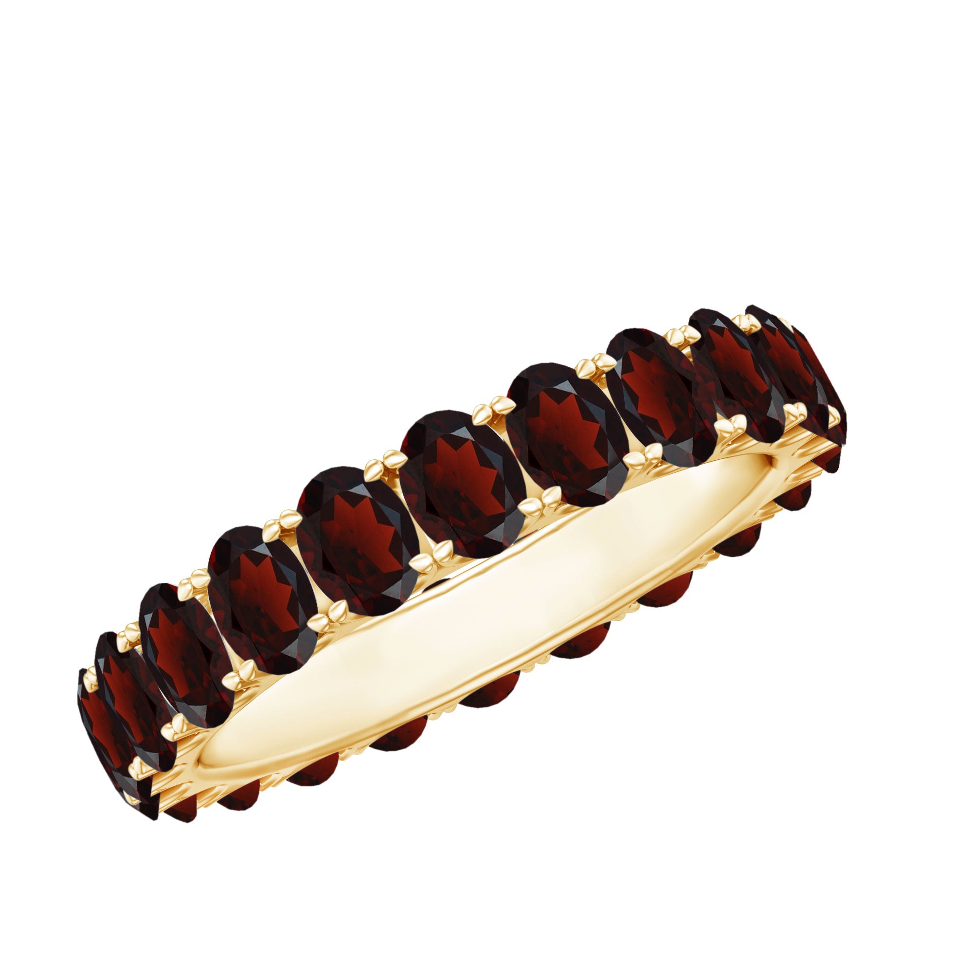Certified Natural Oval Garnet Eternity Ring for Wedding AAA - Rosec Jewels