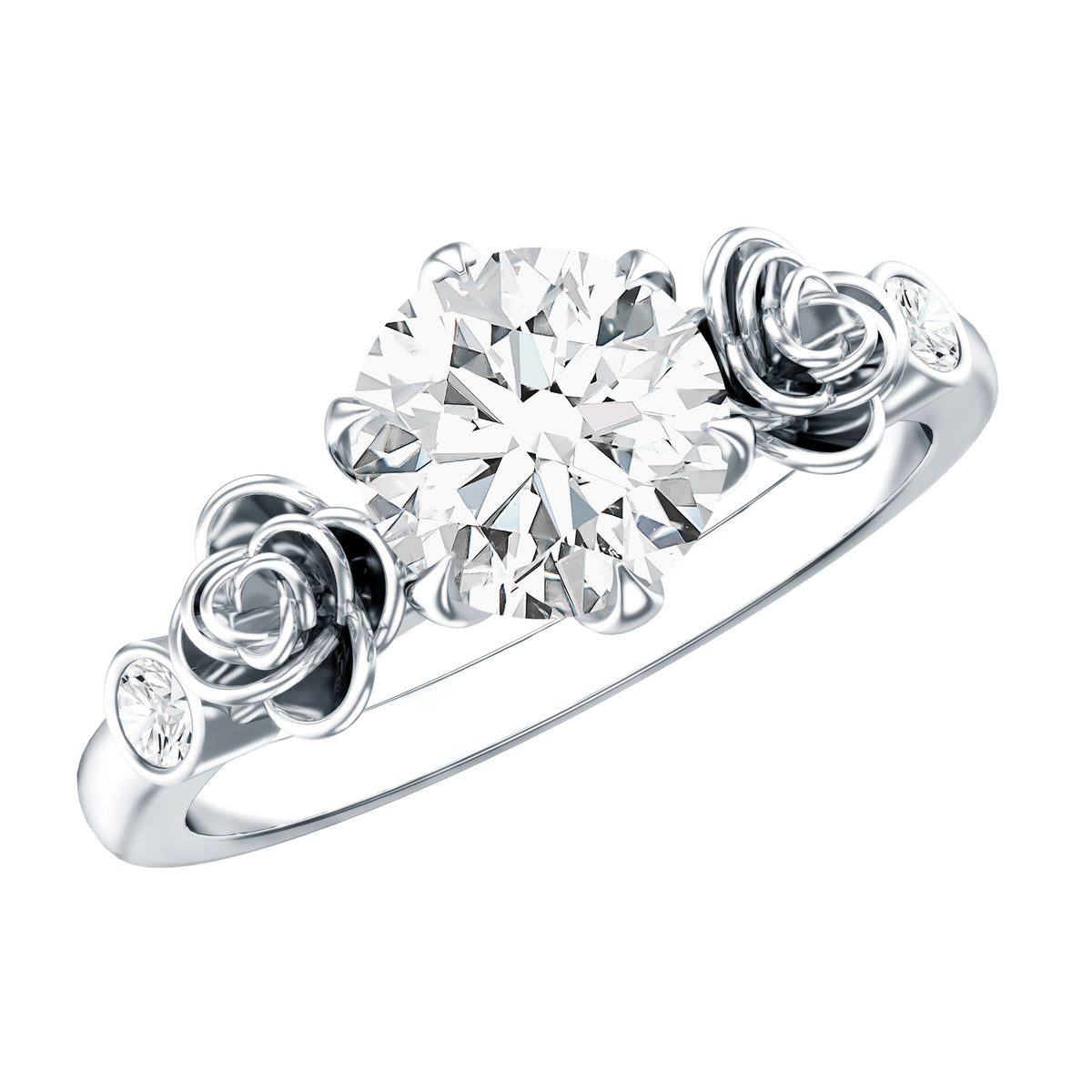 Brilliant Cut Moissanite Rose Engagement Ring For Women D-VS1 - Rosec Jewels