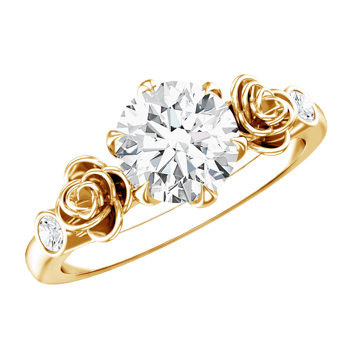 Brilliant Cut Moissanite Rose Engagement Ring For Women D-VS1 - Rosec Jewels
