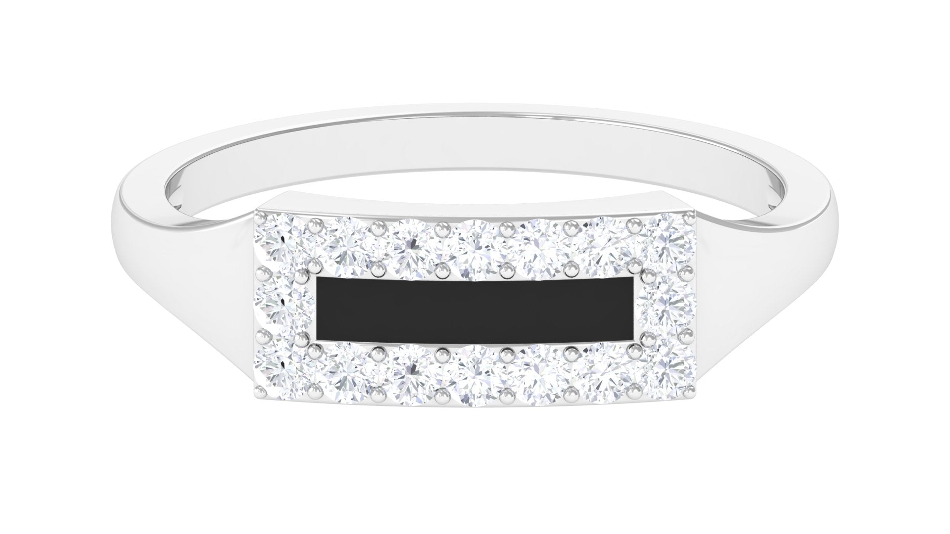 Natural Mens Diamond Band Ring with Black Enamel Natural - ( HI-SI ) - Rosec Jewels