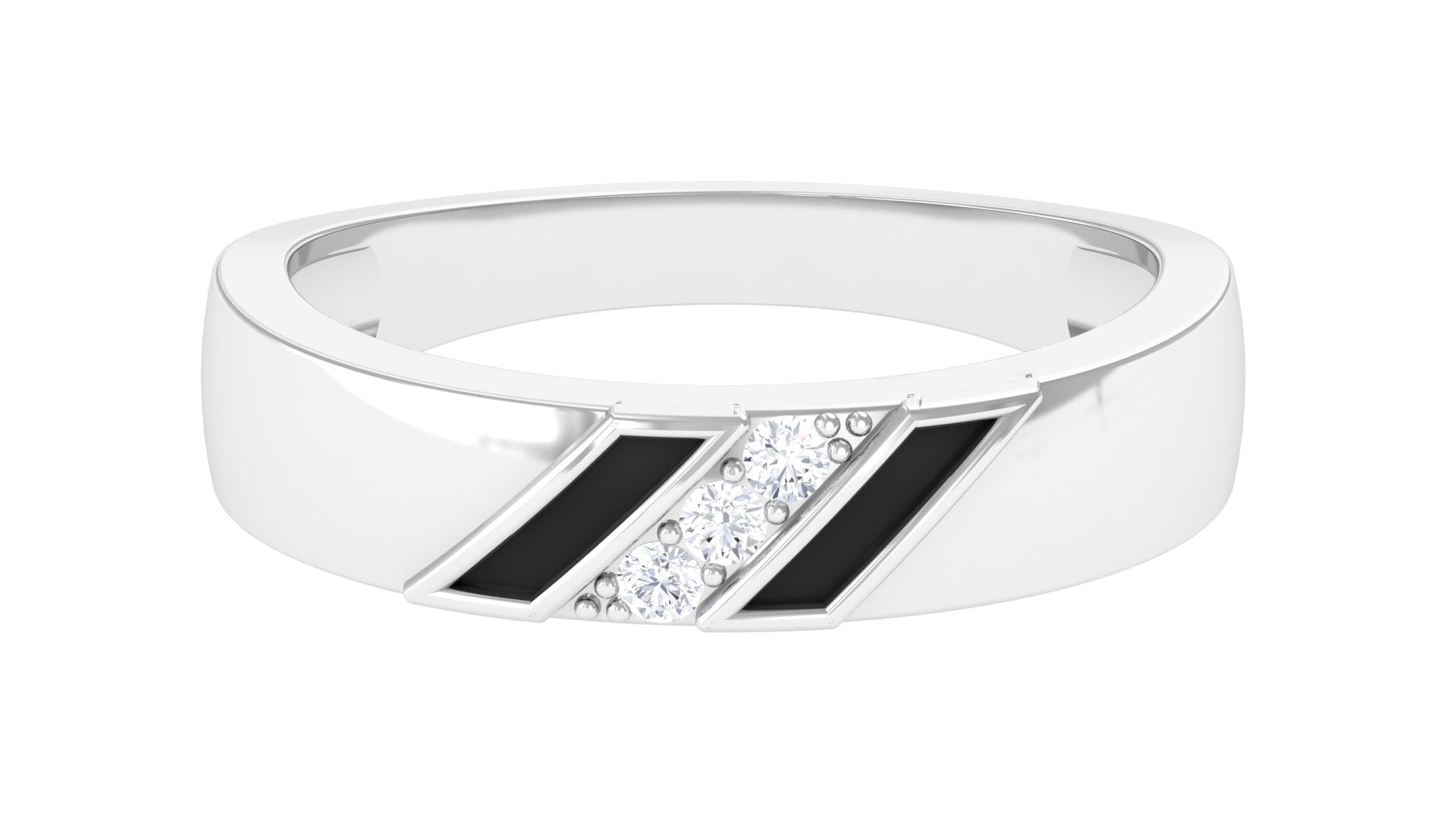 Natural Round Diamond Wedding Band with Enamel