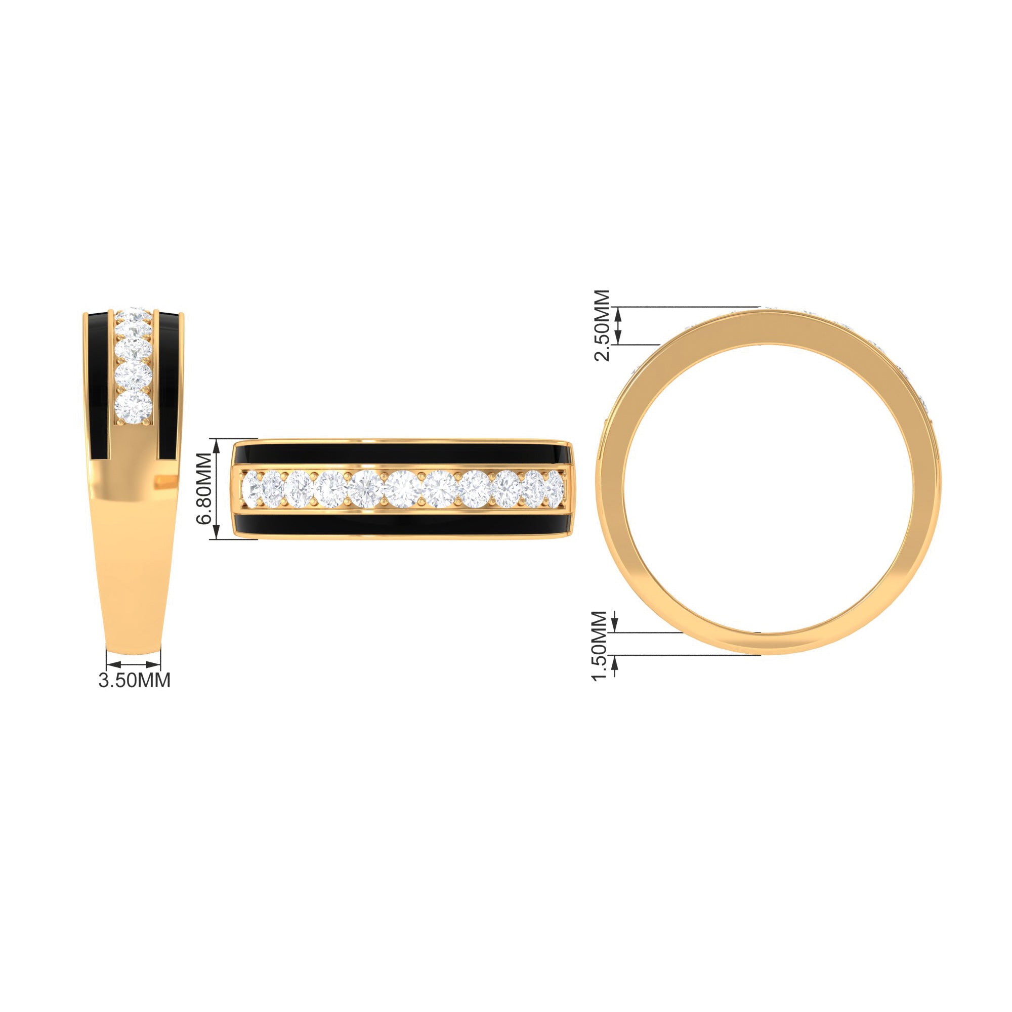 Natural Diamond and Enamel Wedding Band for Men Natural - ( HI-SI ) - Rosec Jewels