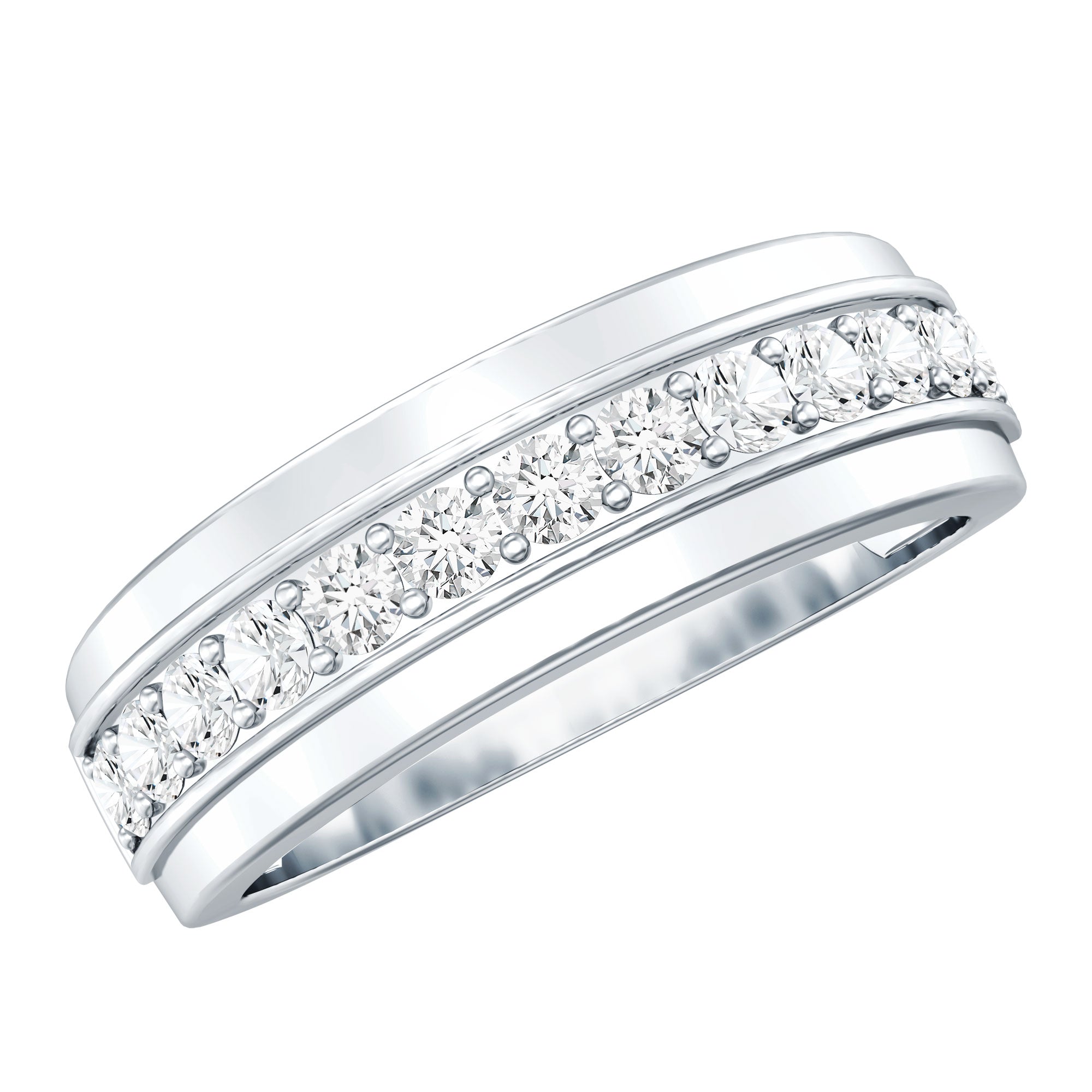 Lab Grown Diamond Half Eternity Mens Wedding Band