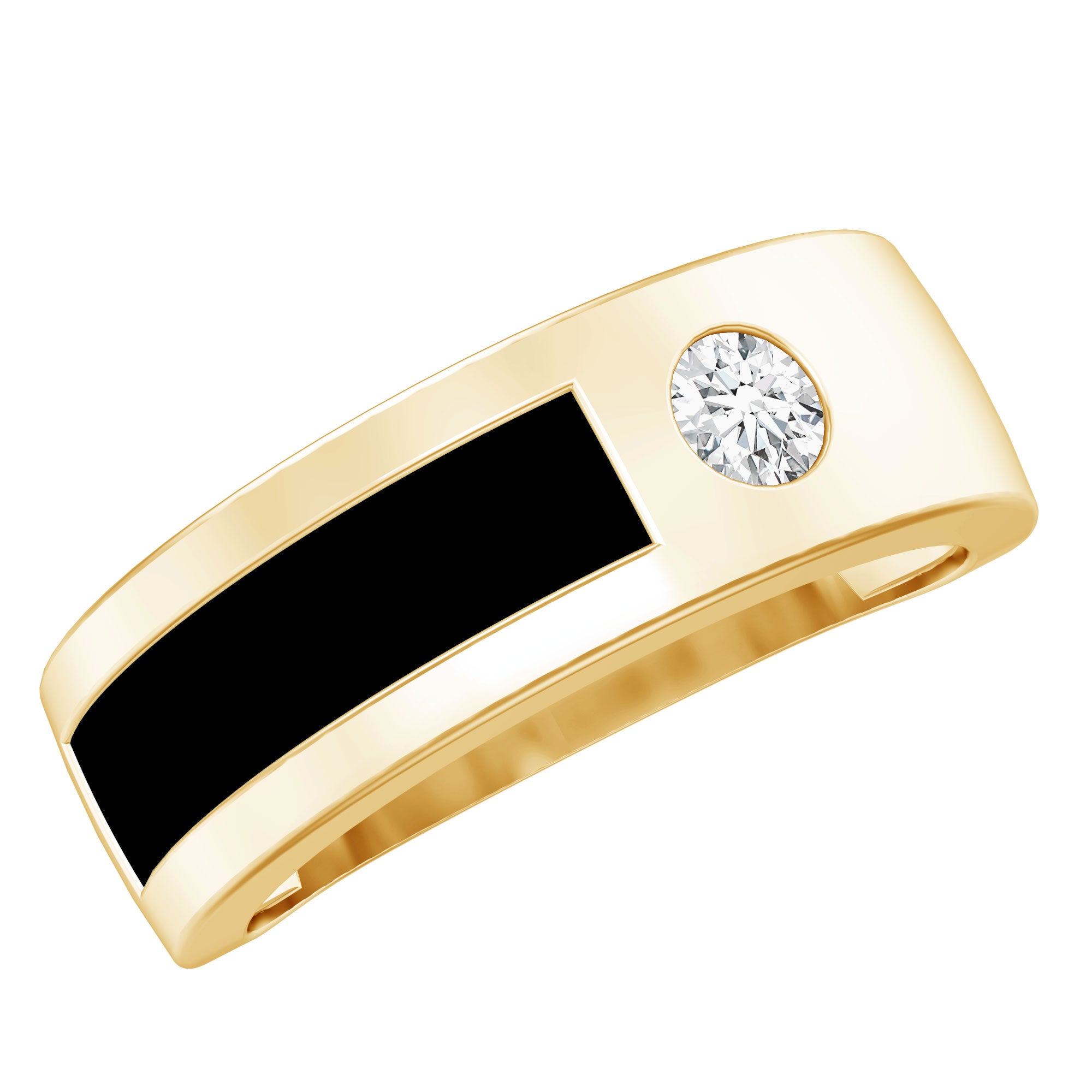 Classic Moissanite Mens Wedding Band with Black Enamel D-VS1 - Rosec Jewels