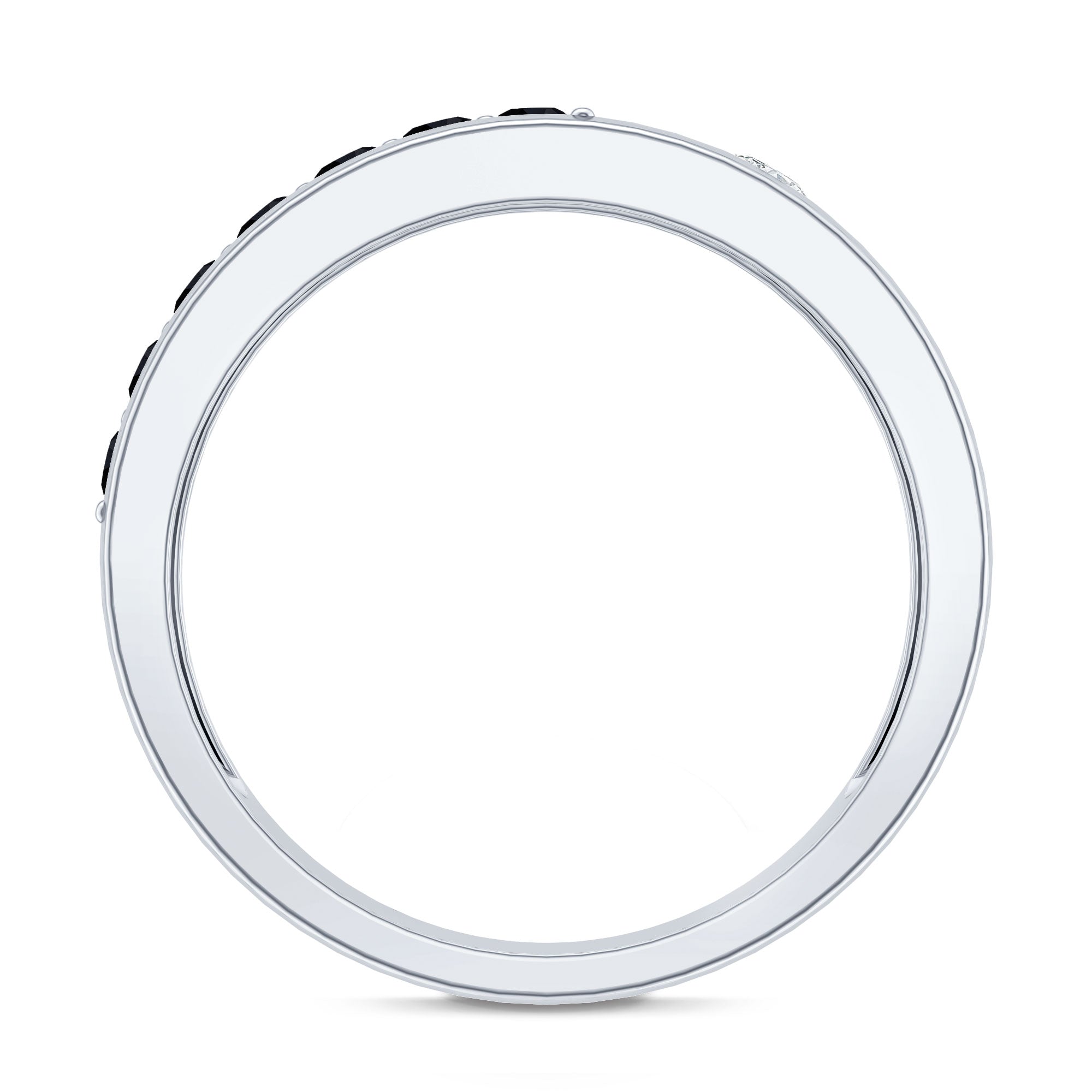 Certified Lab Grown Black and White Diamond Wedding Band AAAA ( Synthetic ) - Rosec Jewels