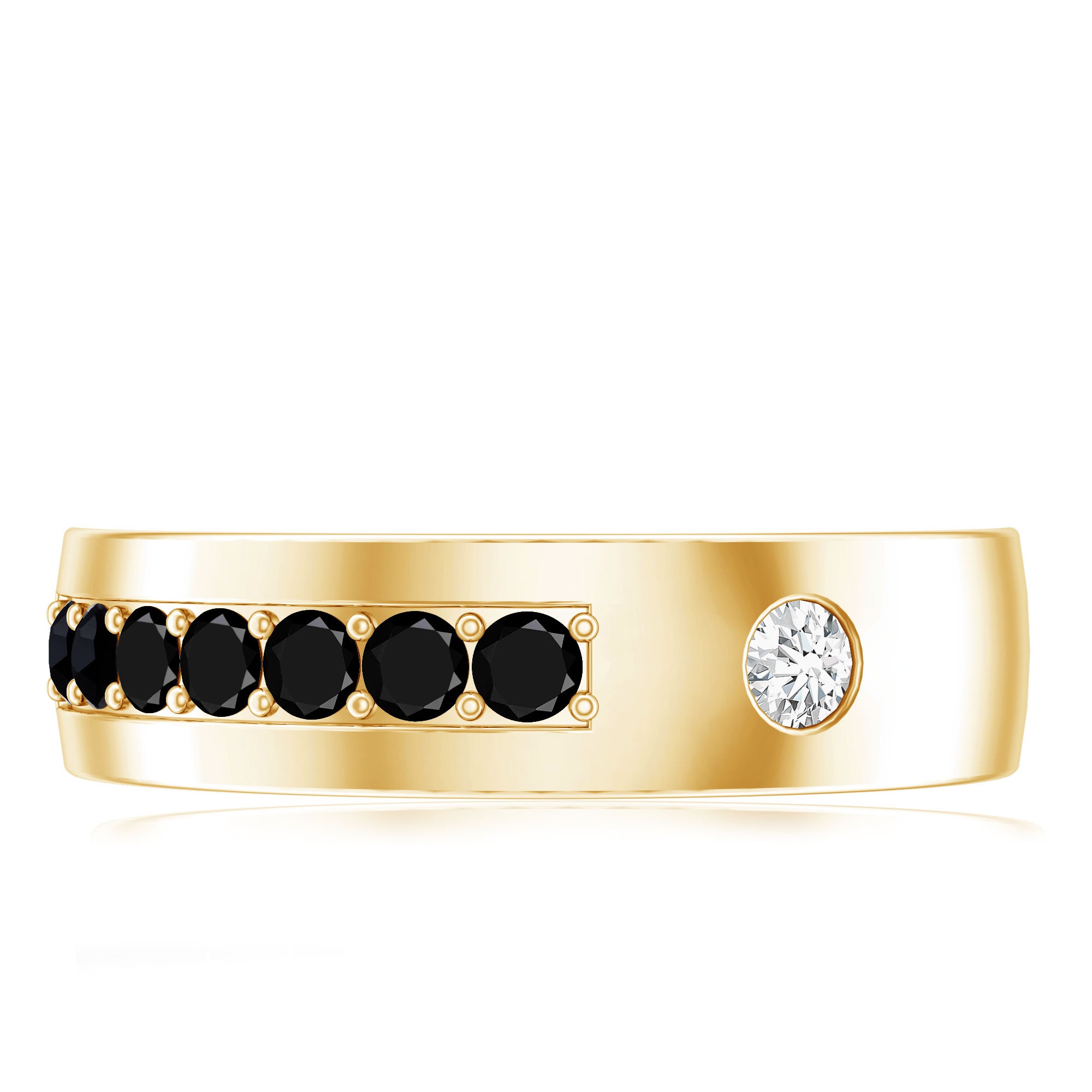 Certified Lab Grown Black and White Diamond Wedding Band AAAA ( Synthetic ) - Rosec Jewels
