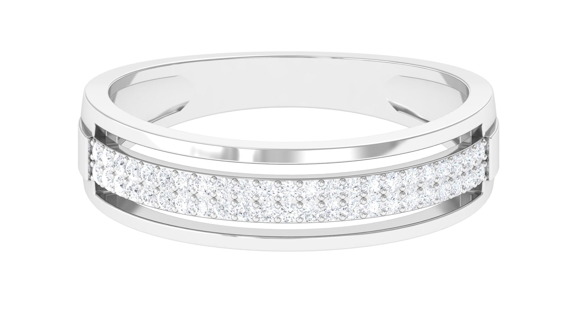 Natural Diamond Unique Half Eternity Gold Band Ring