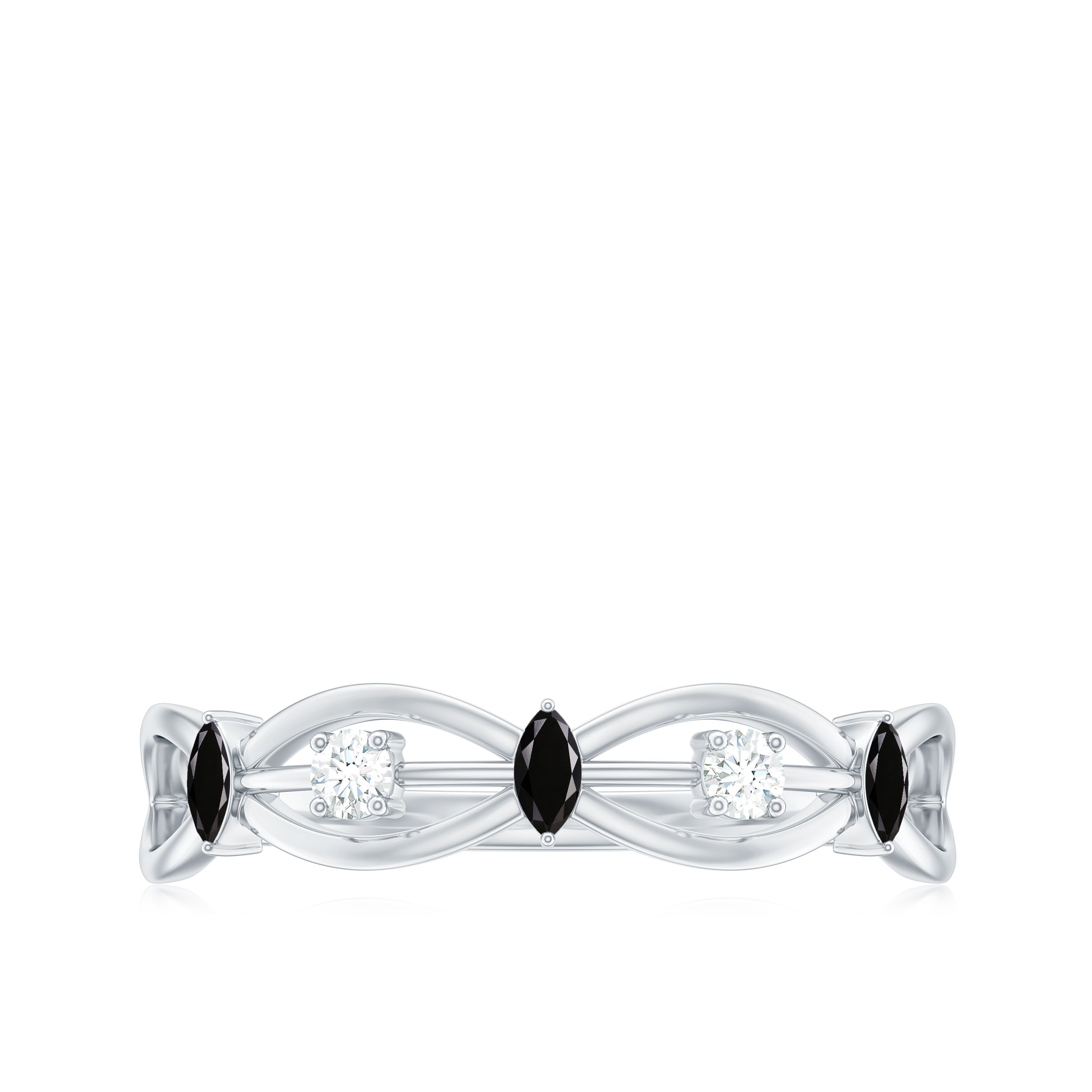 Certified Lab Grown Black Diamond Promise Ring with White Diamond AAAA ( Synthetic ) - Rosec Jewels