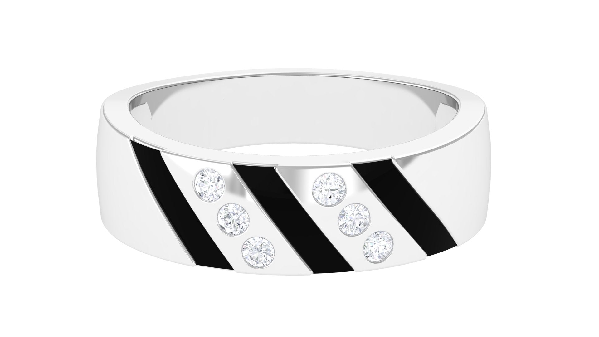 Natural Diamond Wedding Band with Enamel