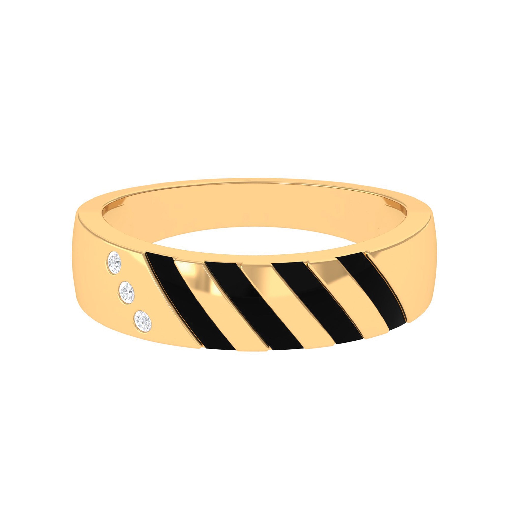 Real Diamond Enamel Band Ring in Flush Setting Natural - ( HI-SI ) - Rosec Jewels