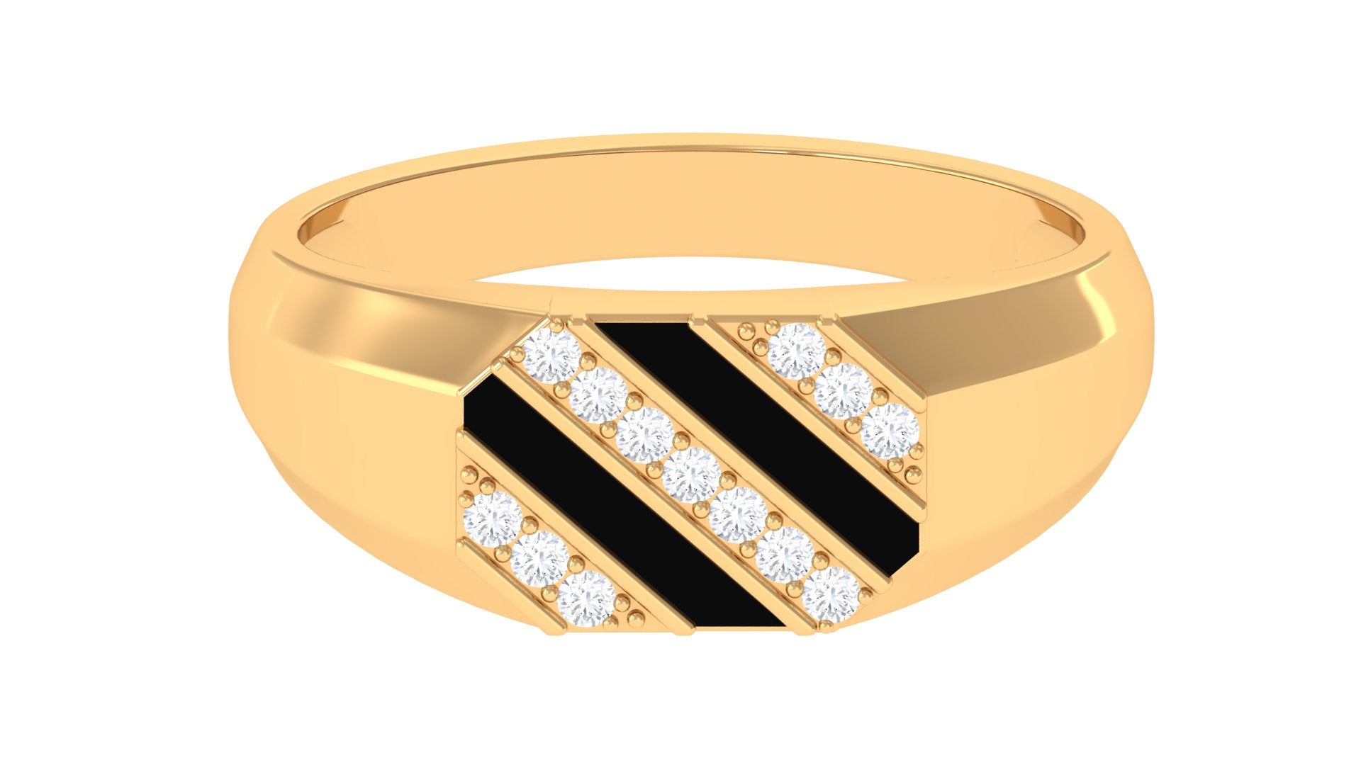 Classic Diamond Mens Engagement Ring with Black Enamel Natural - ( HI-SI ) - Rosec Jewels
