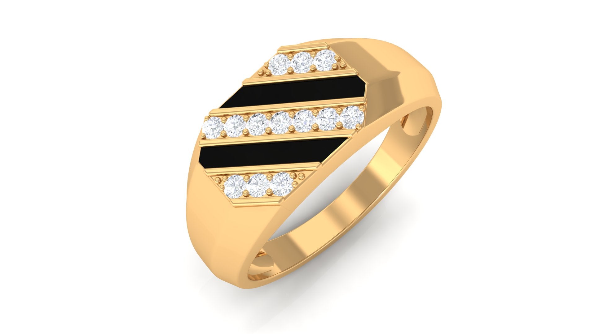 Classic Diamond Mens Engagement Ring with Black Enamel Natural - ( HI-SI ) - Rosec Jewels