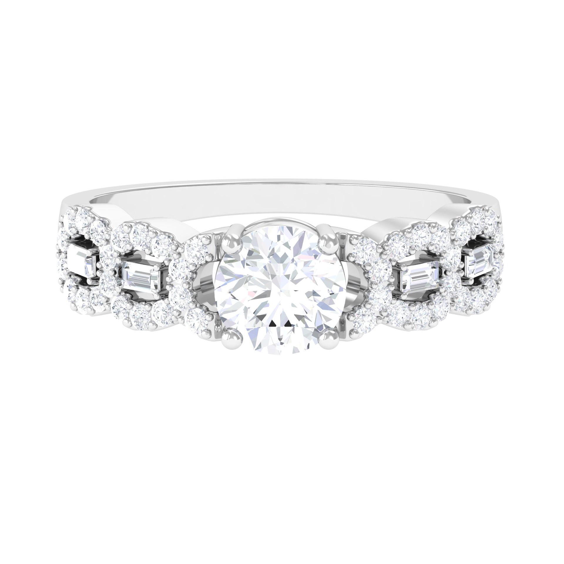Certified Moissanite Designer Engagement Ring for Women D-VS1 - Rosec Jewels