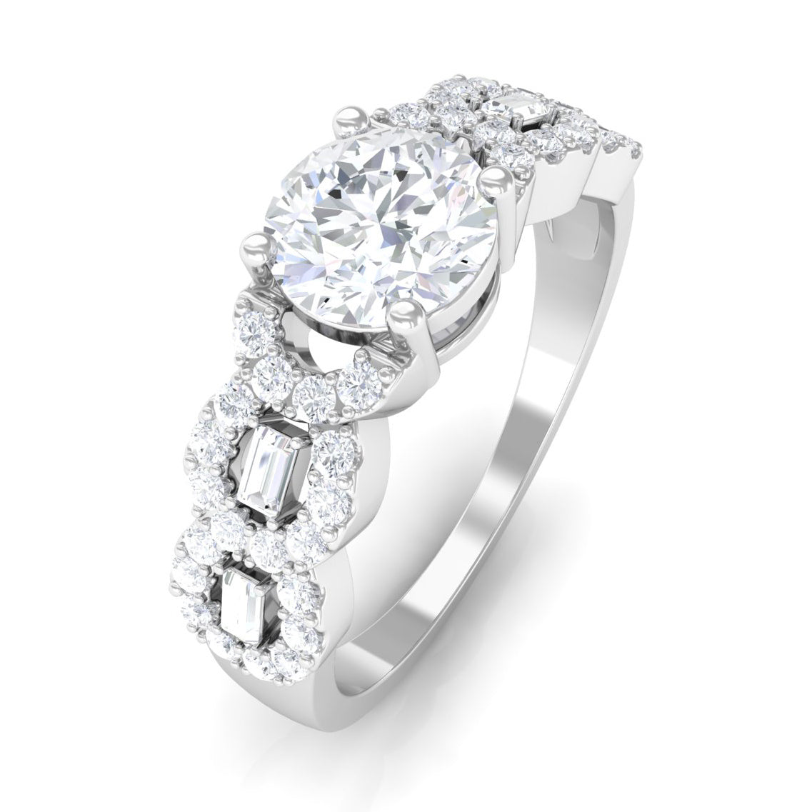Certified Moissanite Designer Engagement Ring for Women D-VS1 - Rosec Jewels