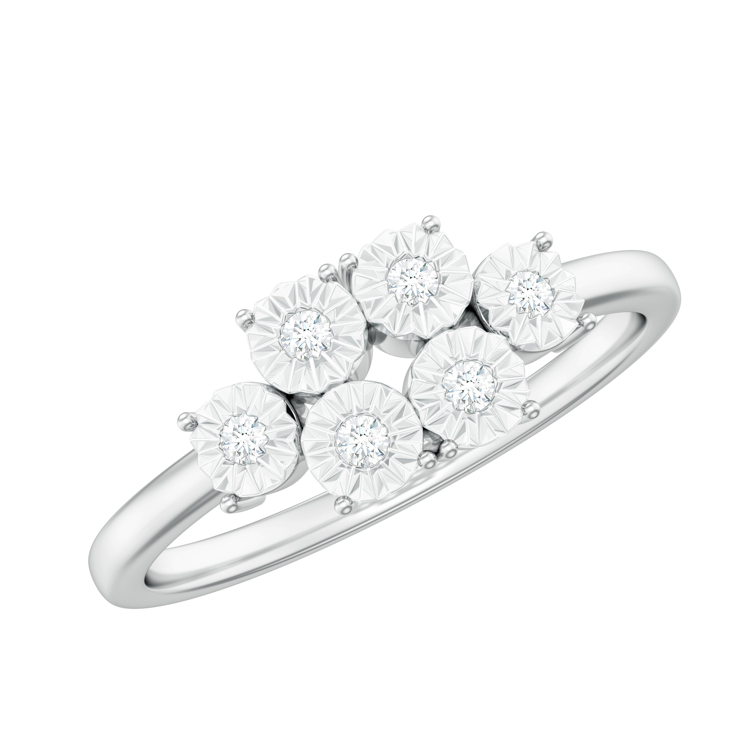Natural Diamond Cluster Promise Ring for Women Natural - ( HI-SI ) - Rosec Jewels