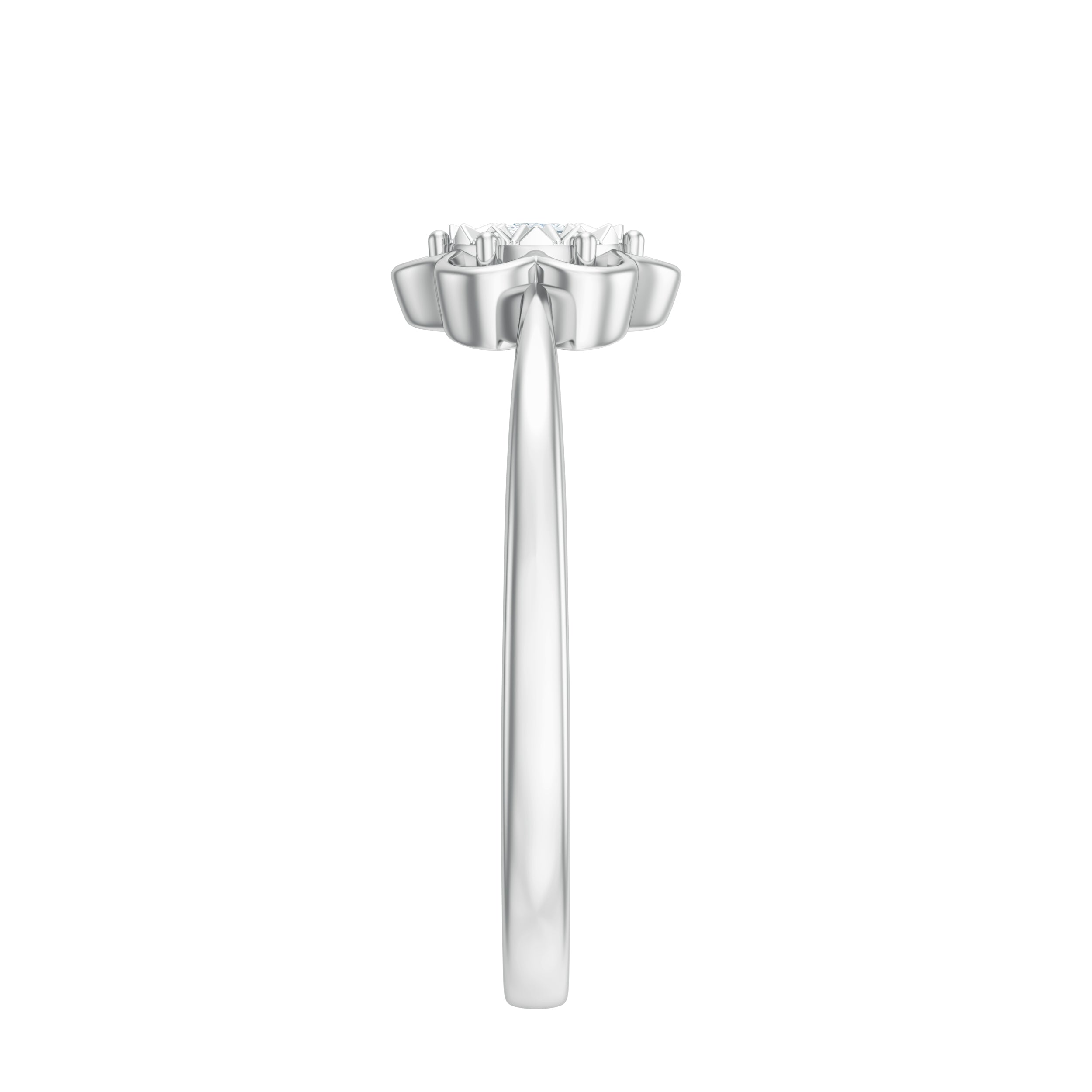 Rosec Jewels-Miracle Plate Real Diamond Flower Promise Ring