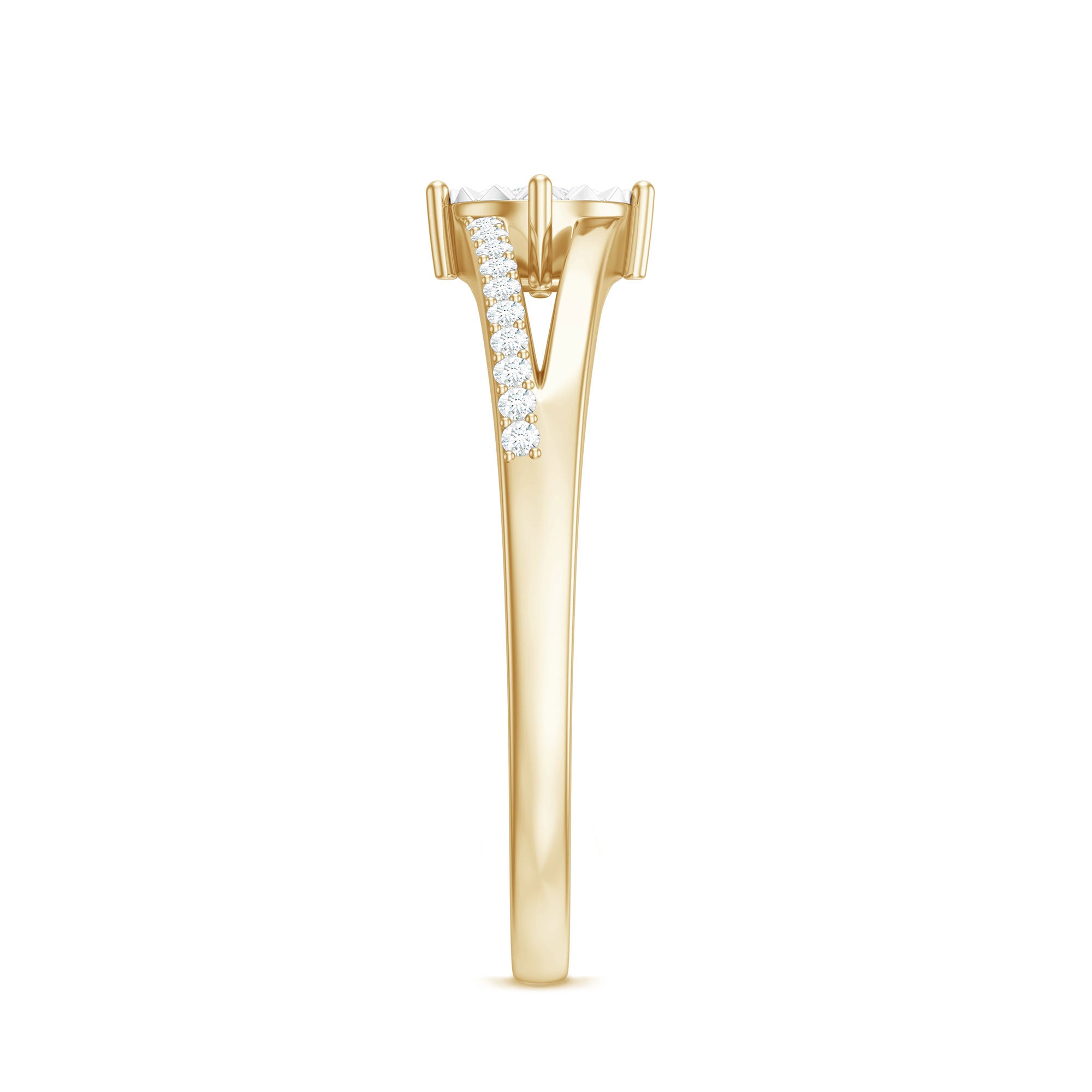 Natural Diamond Engagement Ring with Split Shank Natural - ( HI-SI ) - Rosec Jewels
