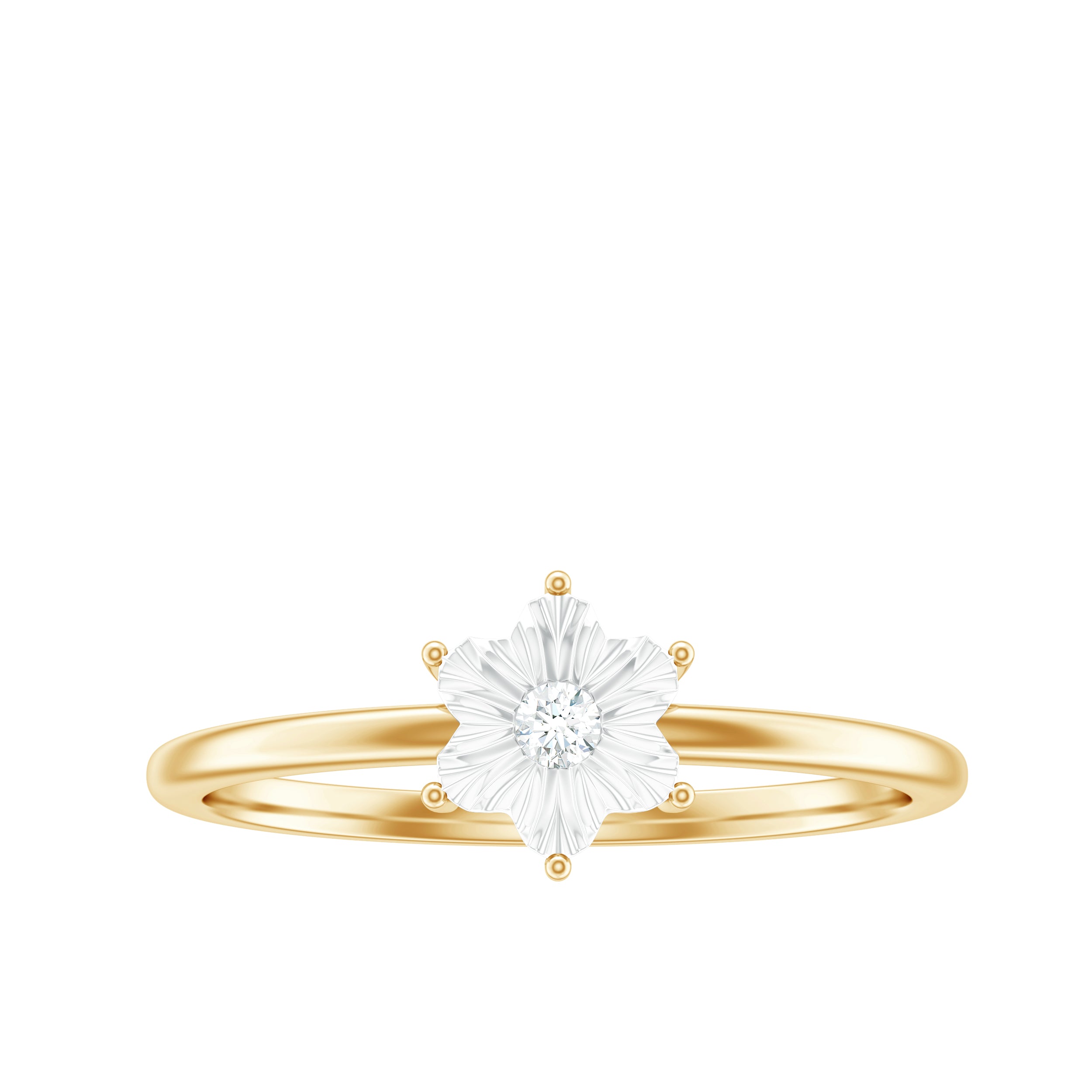 Rosec Jewels-Miracle Plate Diamond Flower Ring with Certificate