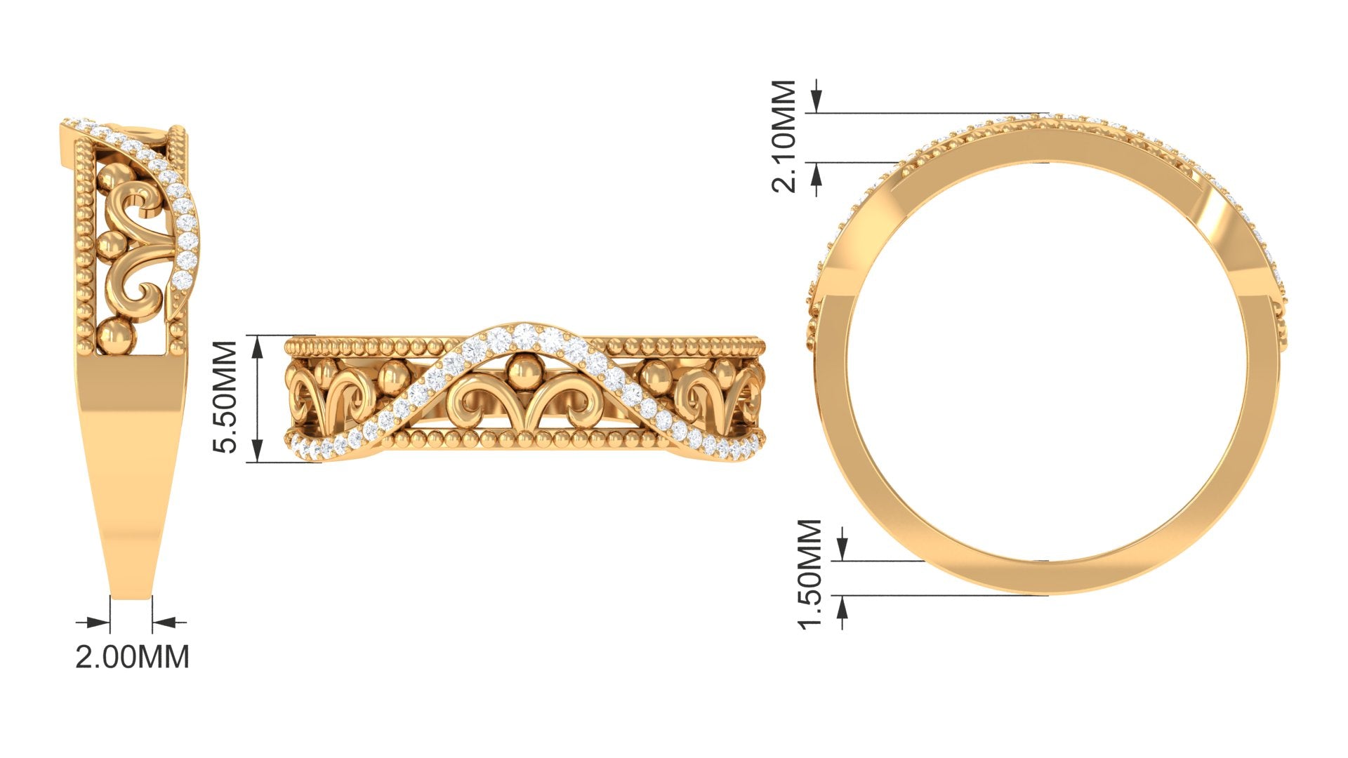 Rosec Jewels-Vintage Inspired Real Diamond Wedding Band