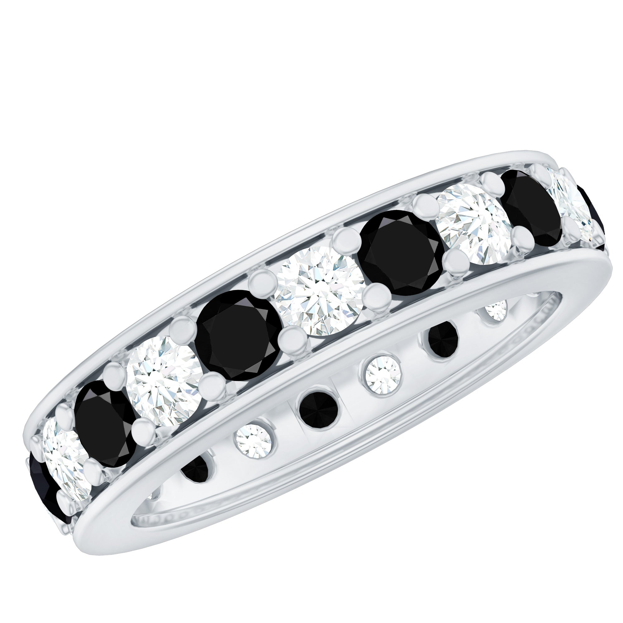 Lab Grown Black Diamond and Moissanite Full Eternity Band