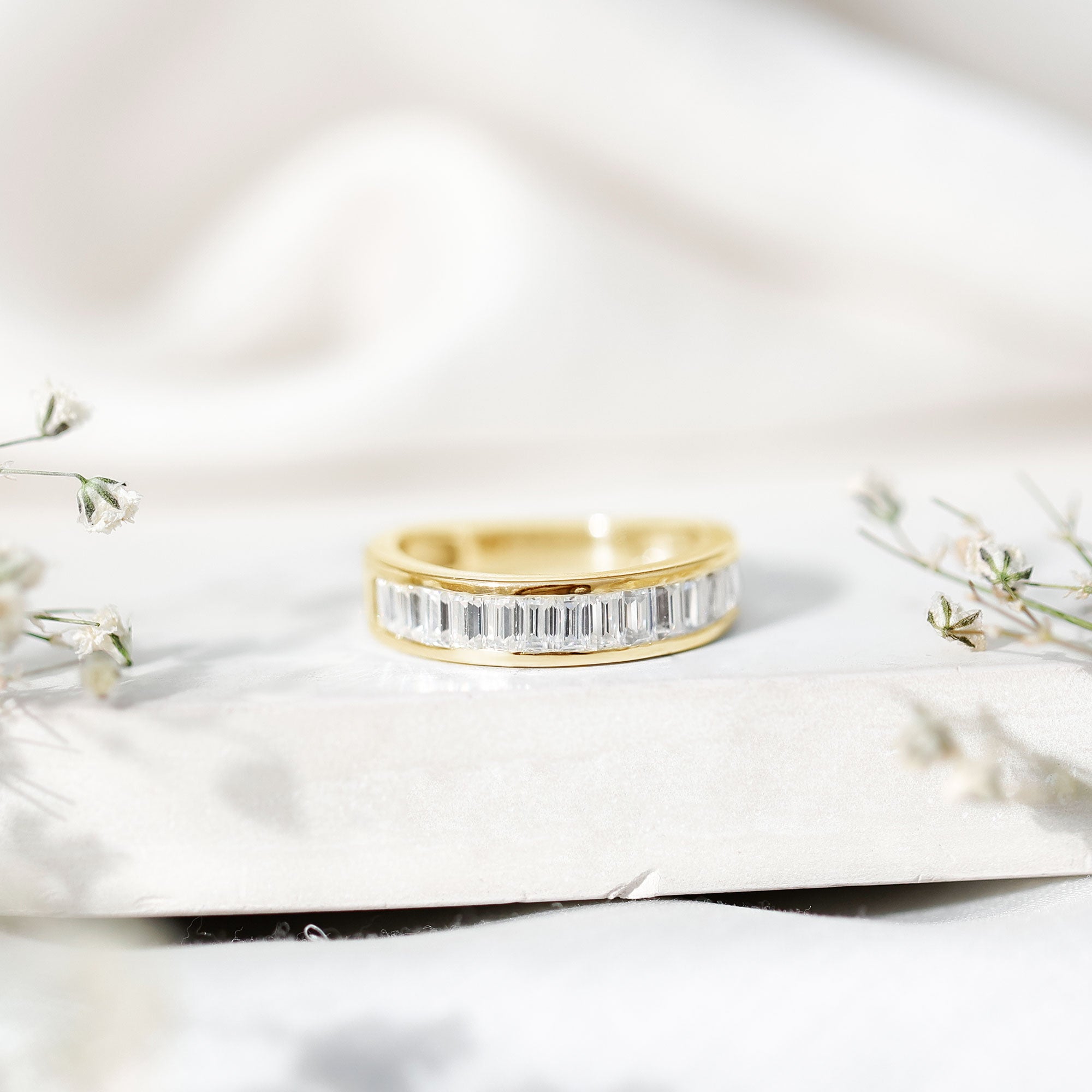 Channel Set Certified Moissanite Half Eternity Band Ring D-VS1 - Rosec Jewels