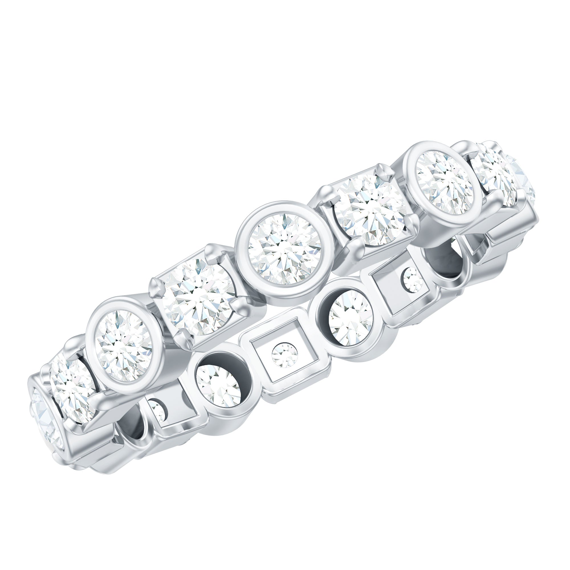 Round Moissanite Eternity Wedding Band with Certificate