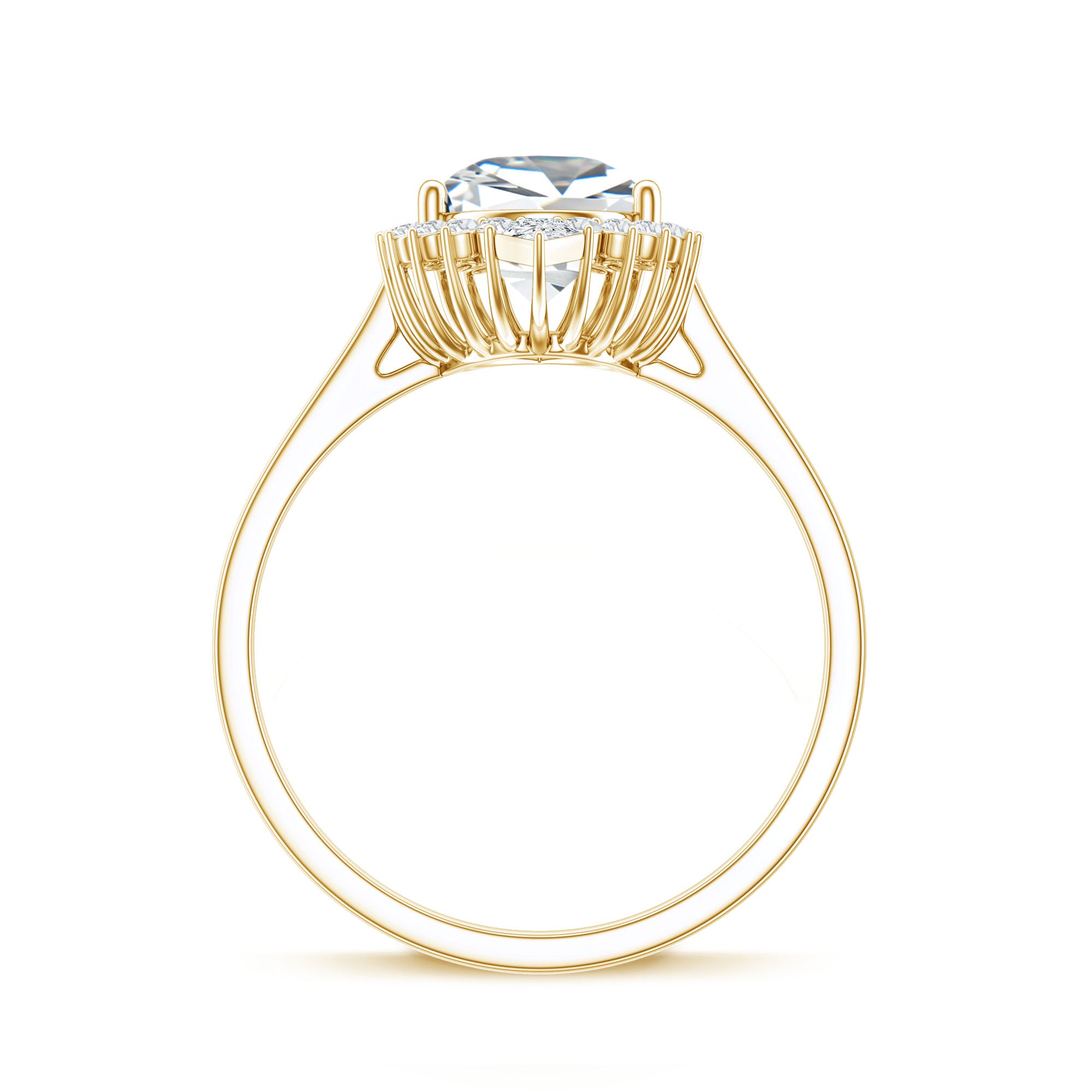Pear Shape Moissanite Huge Engagement Ring with Halo D-VS1 - Rosec Jewels
