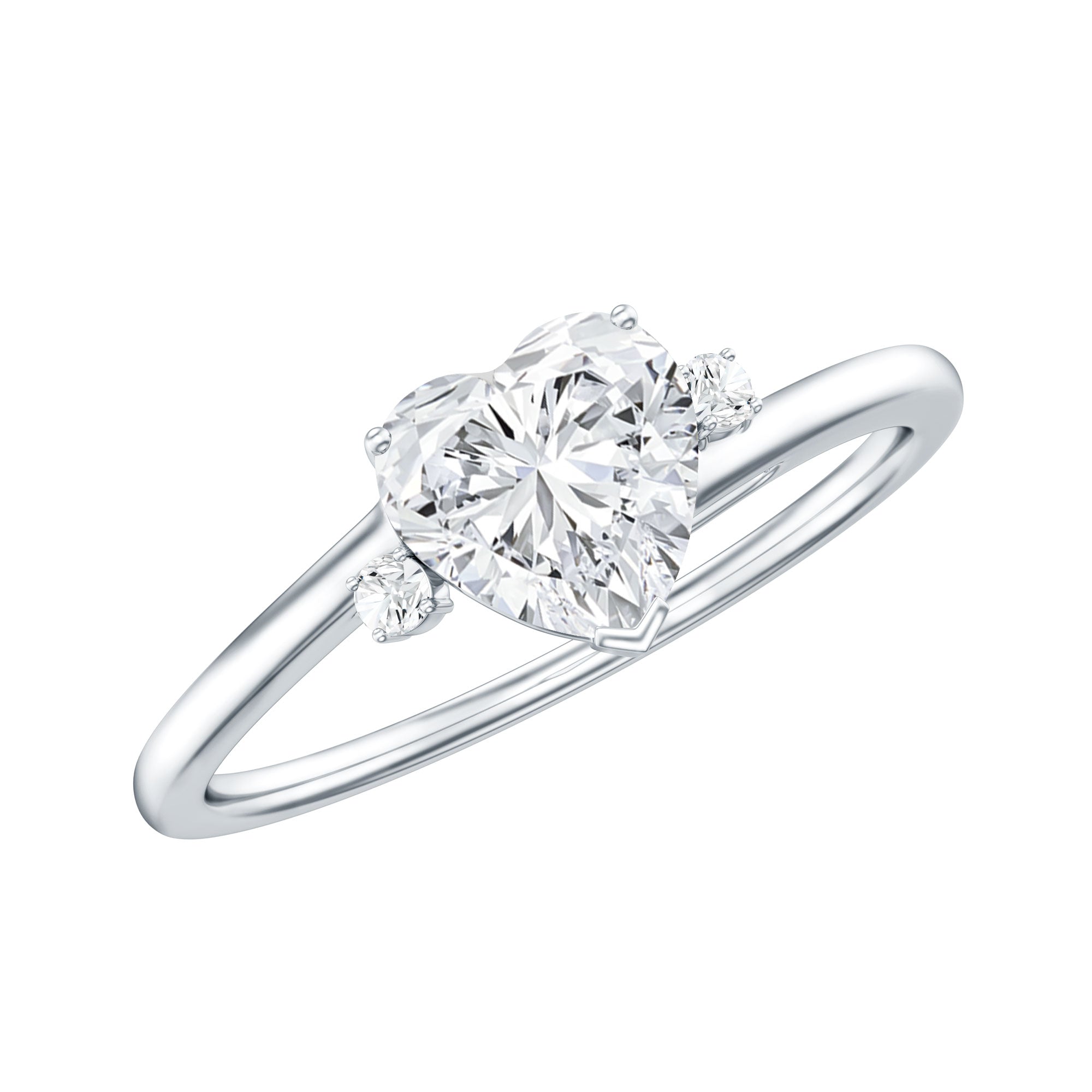 Solitaire Moissanite Heart Engagement Ring in Prong Setting D-VS1 - Rosec Jewels