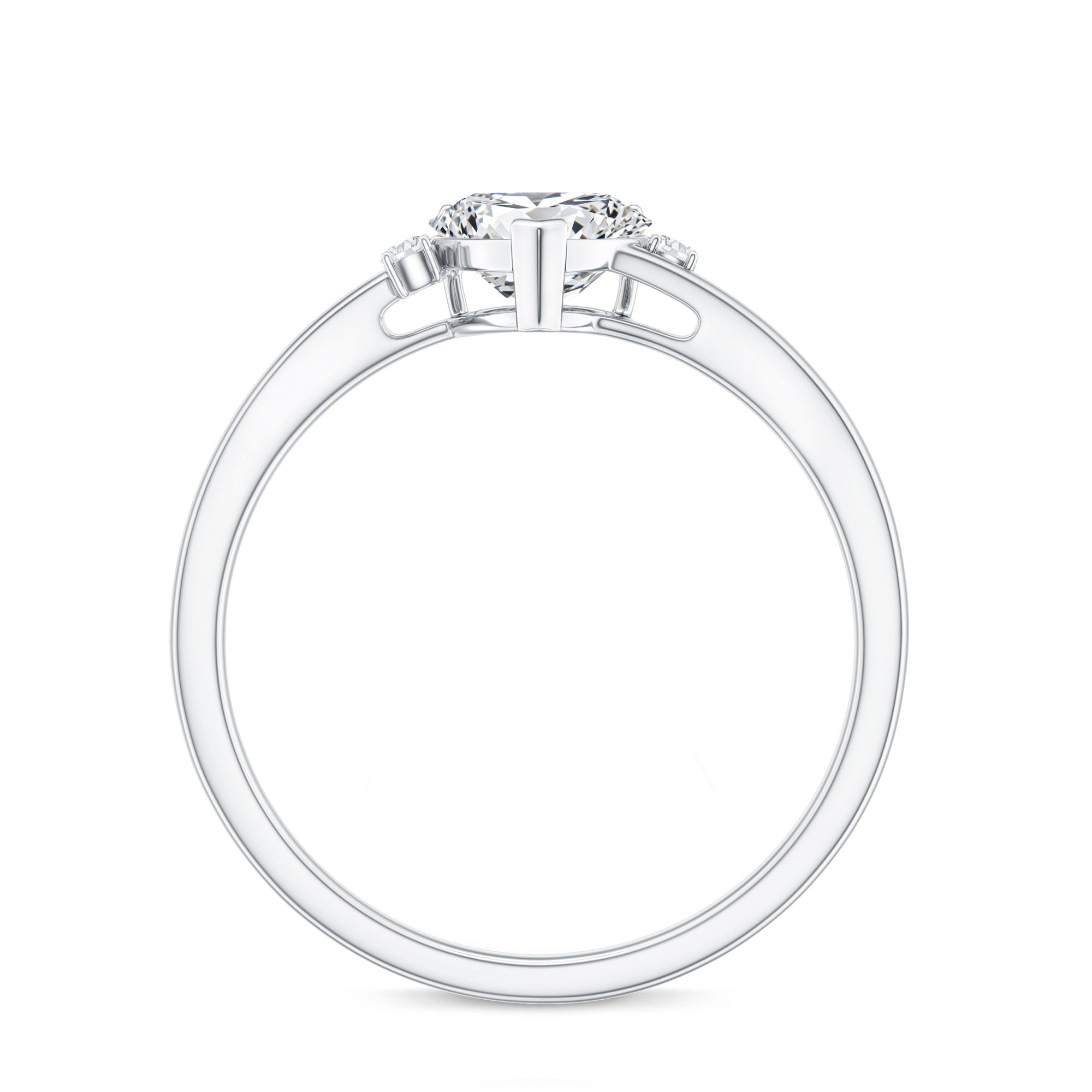 Solitaire Moissanite Heart Engagement Ring in Prong Setting D-VS1 - Rosec Jewels