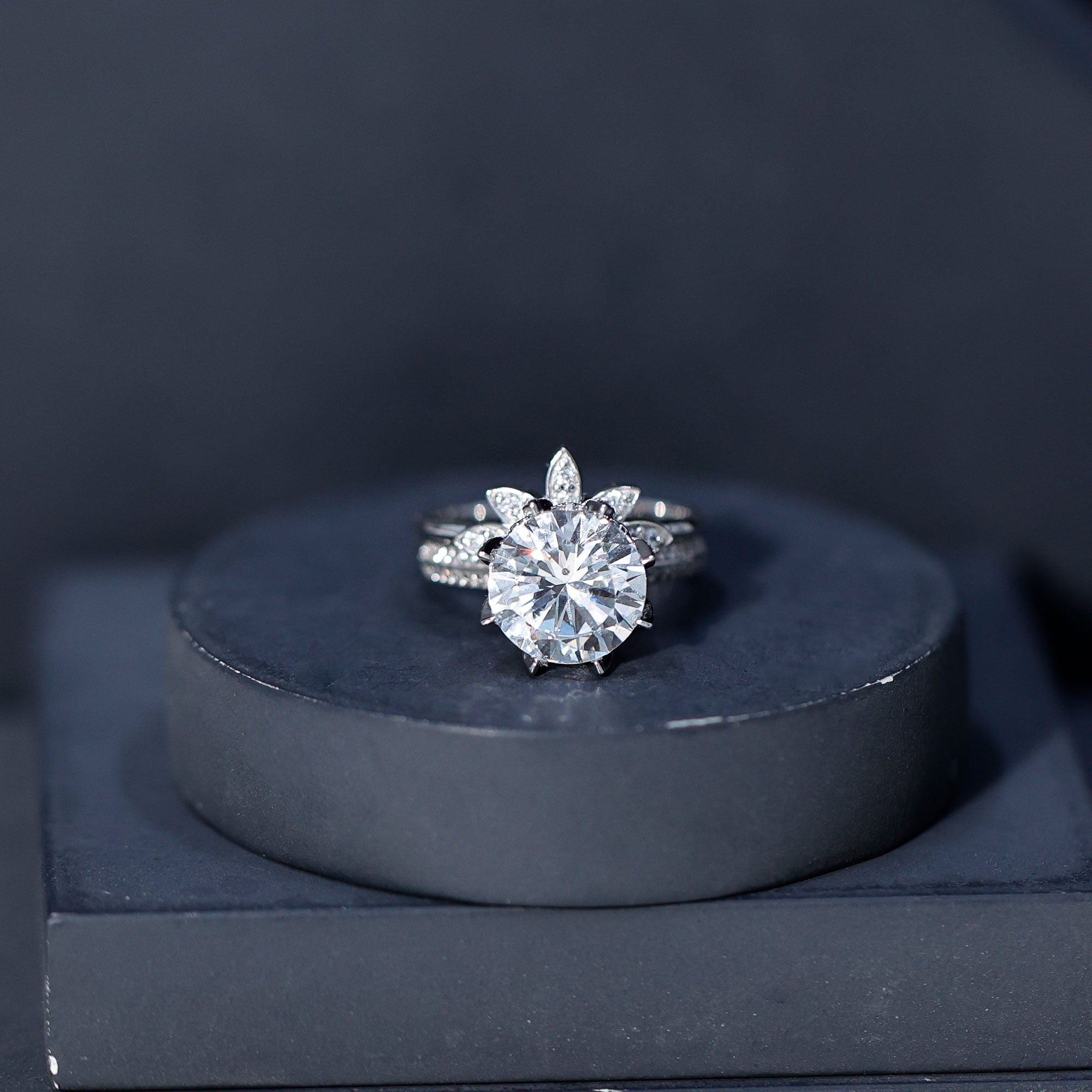 Cubic Zirconia Floral Inspired Wedding Ring Set For Women AAAA - Rosec Jewels