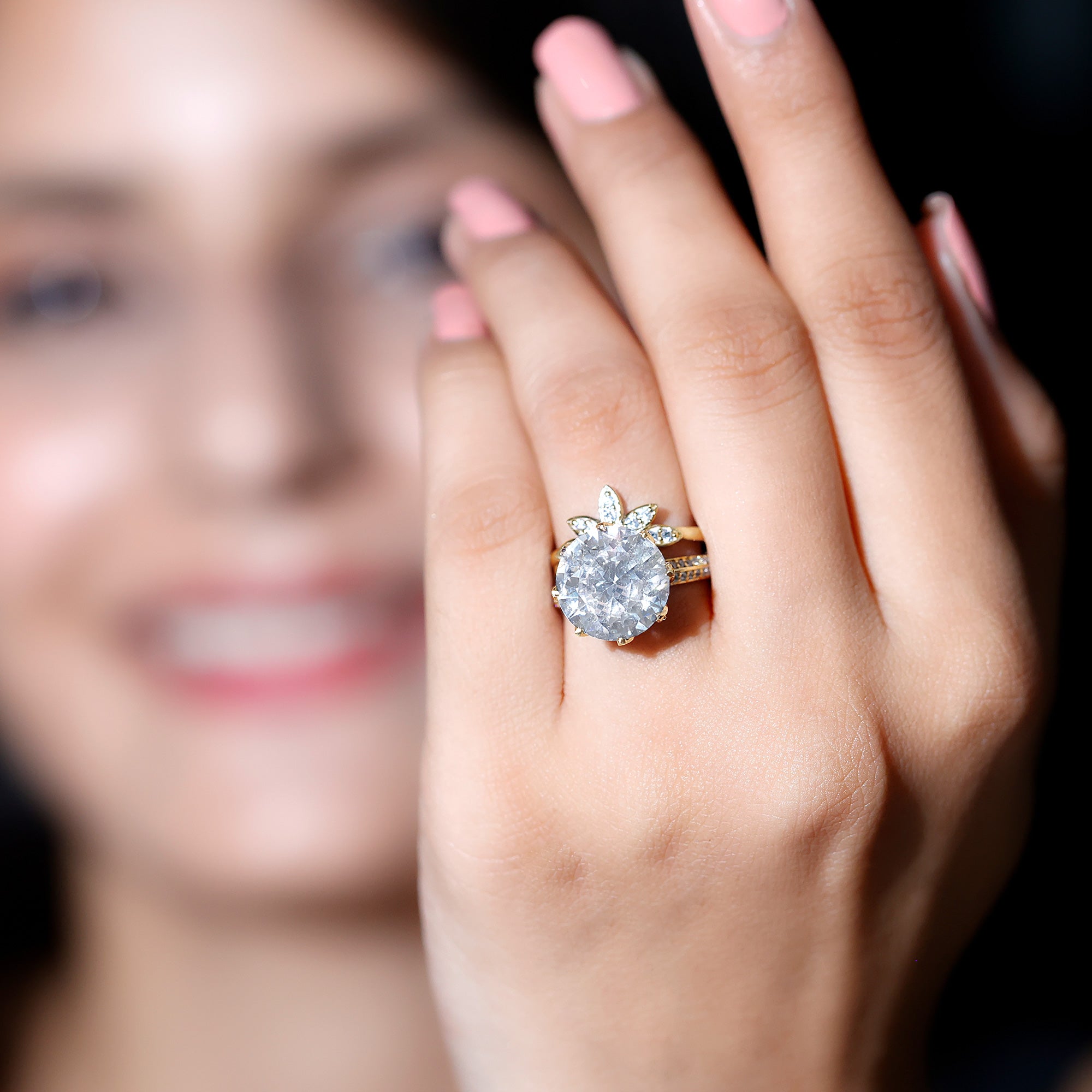 Cubic Zirconia Floral Inspired Wedding Ring Set For Women AAAA - Rosec Jewels