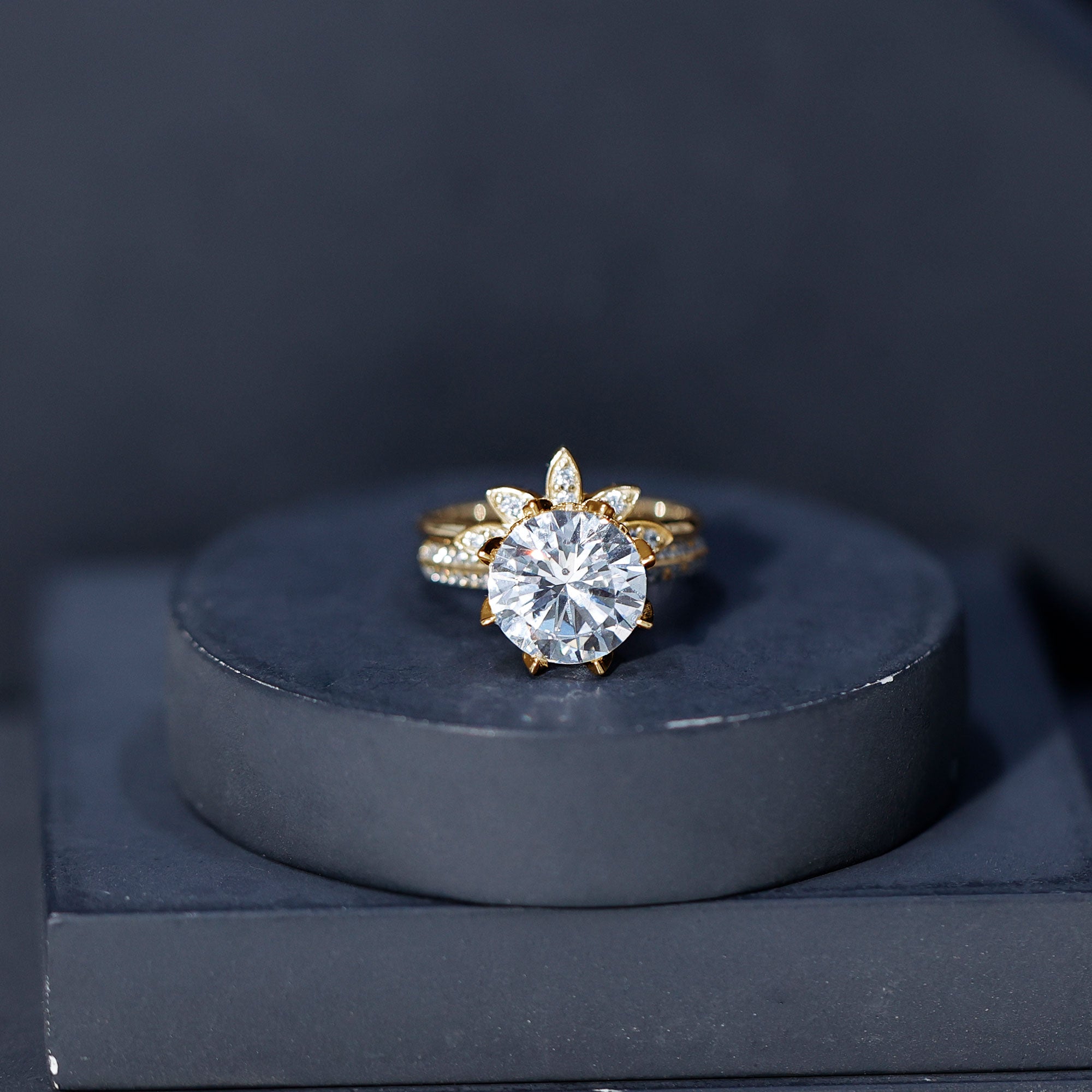 Cubic Zirconia Floral Inspired Wedding Ring Set For Women AAAA - Rosec Jewels