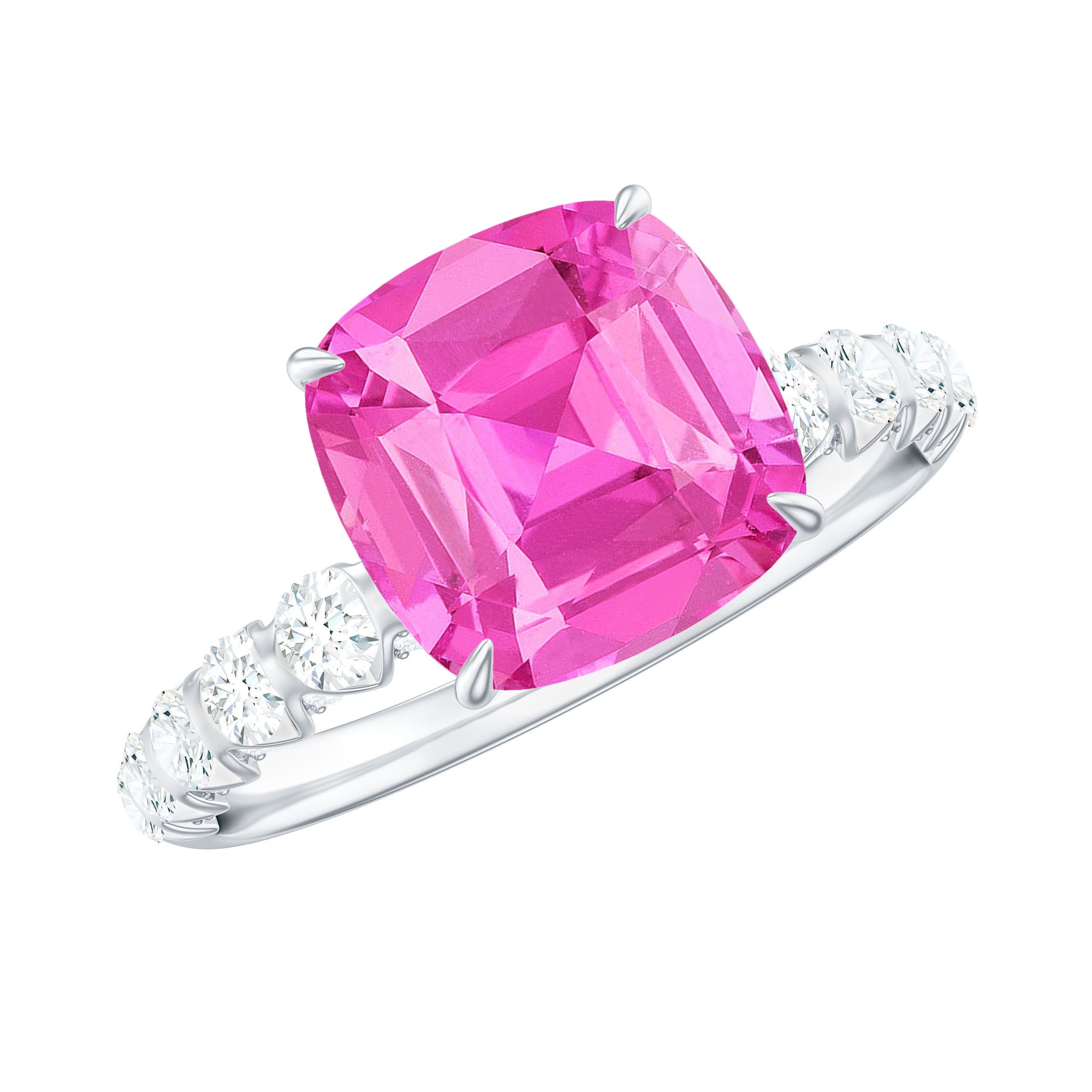 Created Pink Sapphire Engagement Ring with Diamond