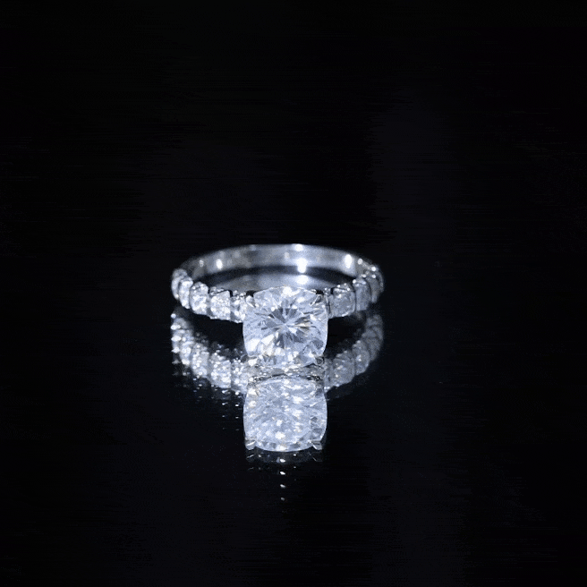 Cushion Cut Zircon Engagement Ring with Side Stones AAAA - Rosec Jewels
