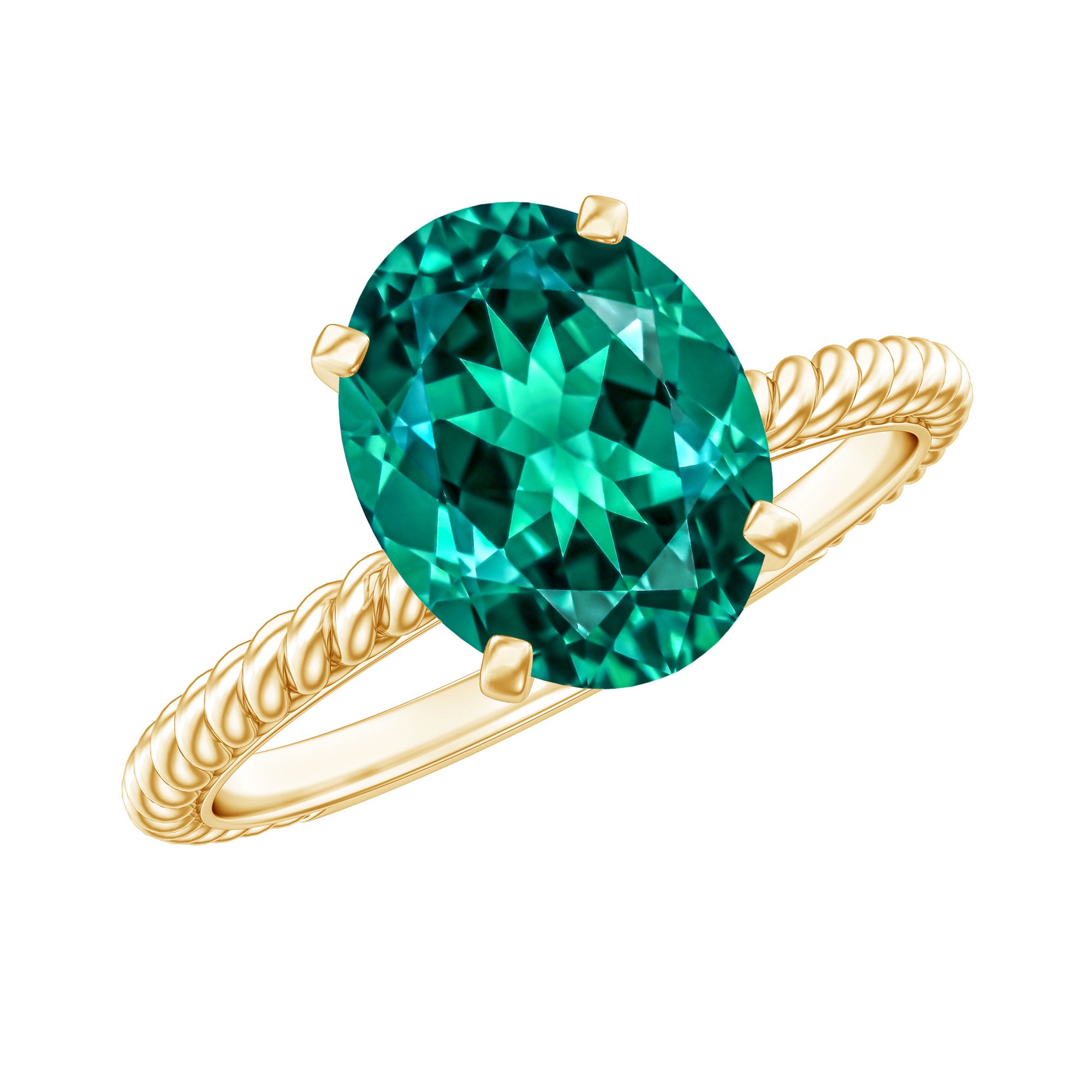 Certified 3 Carat Oval Lab Grown Emerald Ring for Engagement AAAA - Rosec Jewels