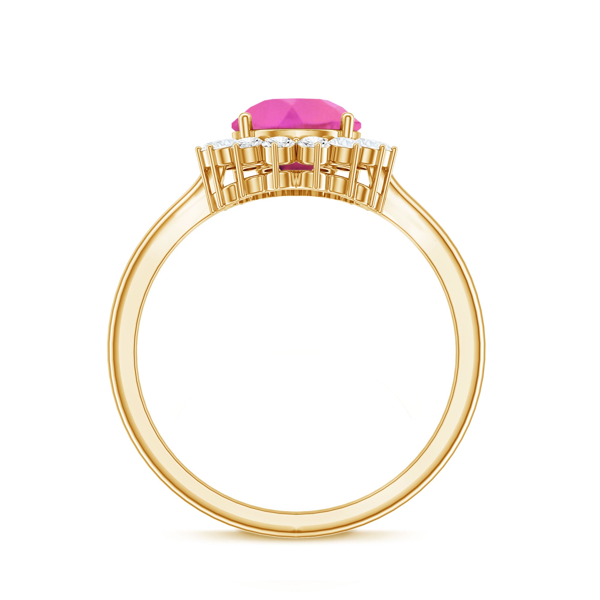 Pear Created Pink Sapphire and Diamond Halo Engagement Ring AAAA - Rosec Jewels