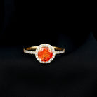 Created Orange Sapphire Engagement Ring with Diamond Halo Lab Created Orange Sapphire - ( AAAA ) - Quality - Rosec Jewels