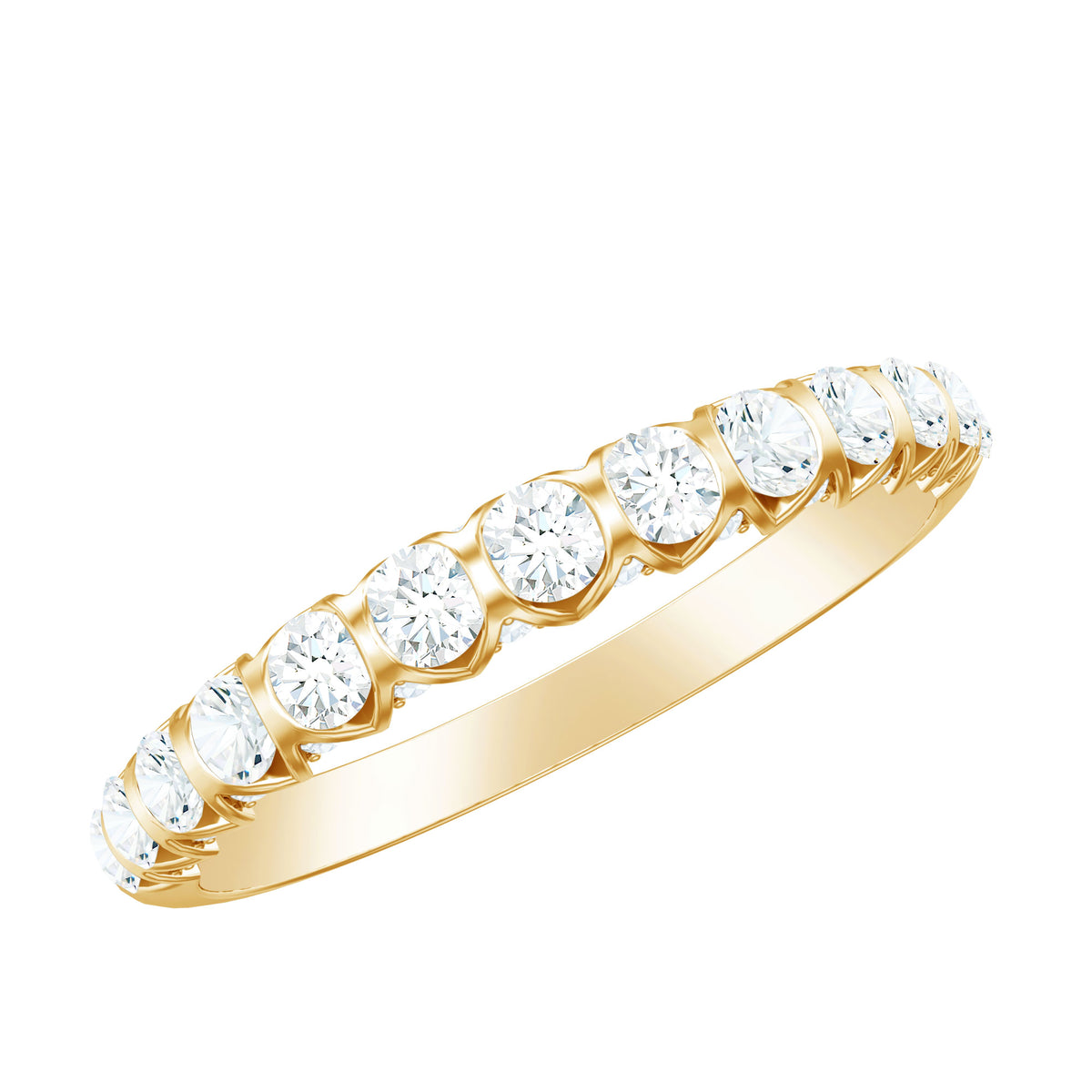 Certified Round Moissanite Half Eternity Wedding Band – Rosec Jewels