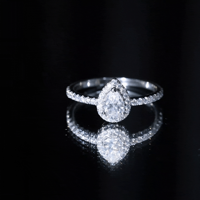 Certified Lab Grown Diamond Teardrop Halo Engagement Ring Lab - ( EF-VS ) - Rosec Jewels