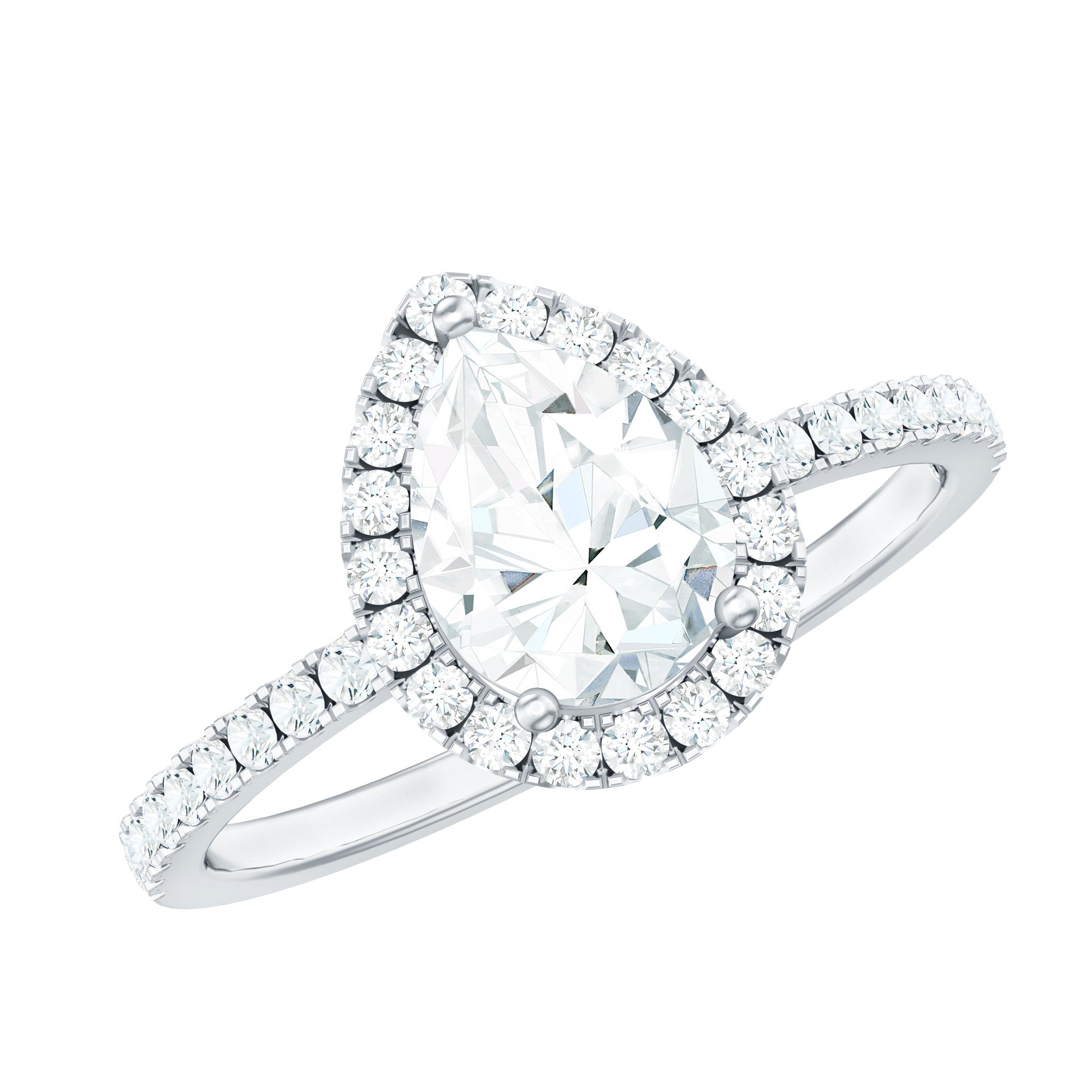 Certified Lab Grown Diamond Teardrop Halo Engagement Ring