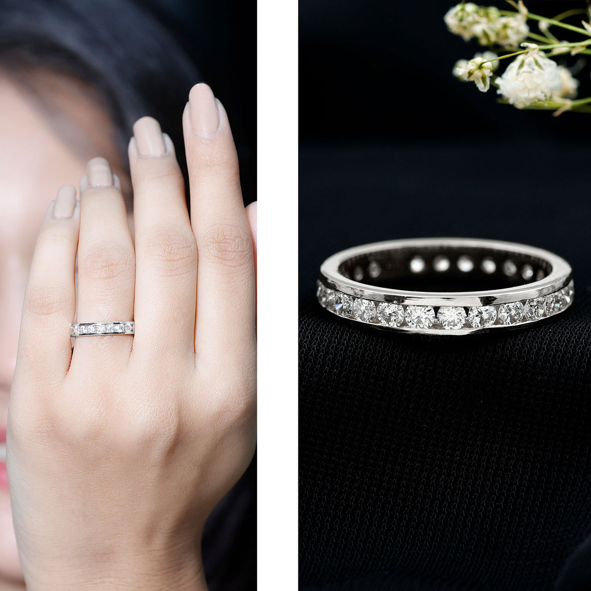 Certified Lab Grown Diamond Eternity Ring in Channel Set Lab - ( EF-VS ) - Rosec Jewels