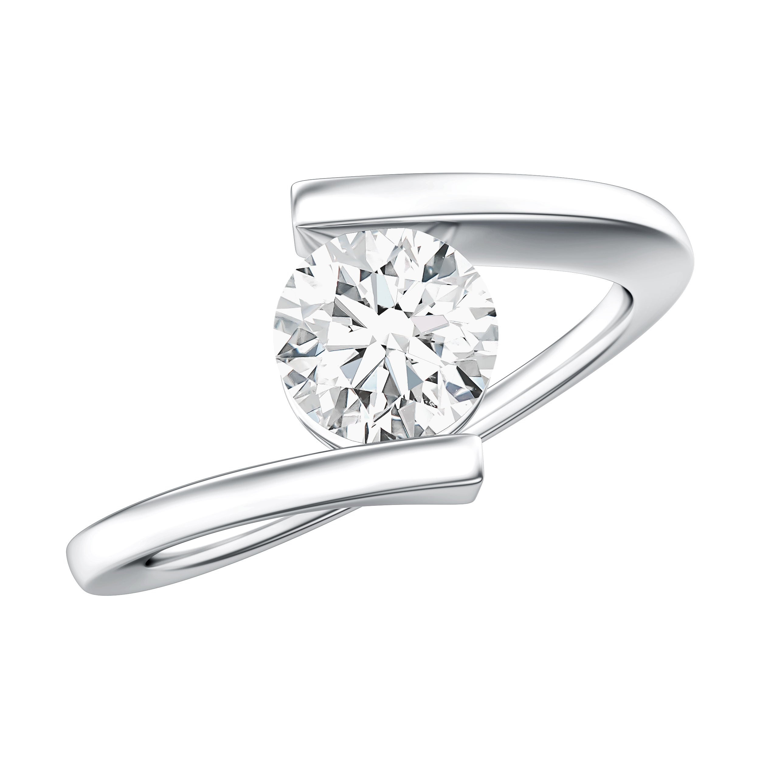 Certified 0.9 Carat Lab Grown Diamond Tension Setting Engagement Ring