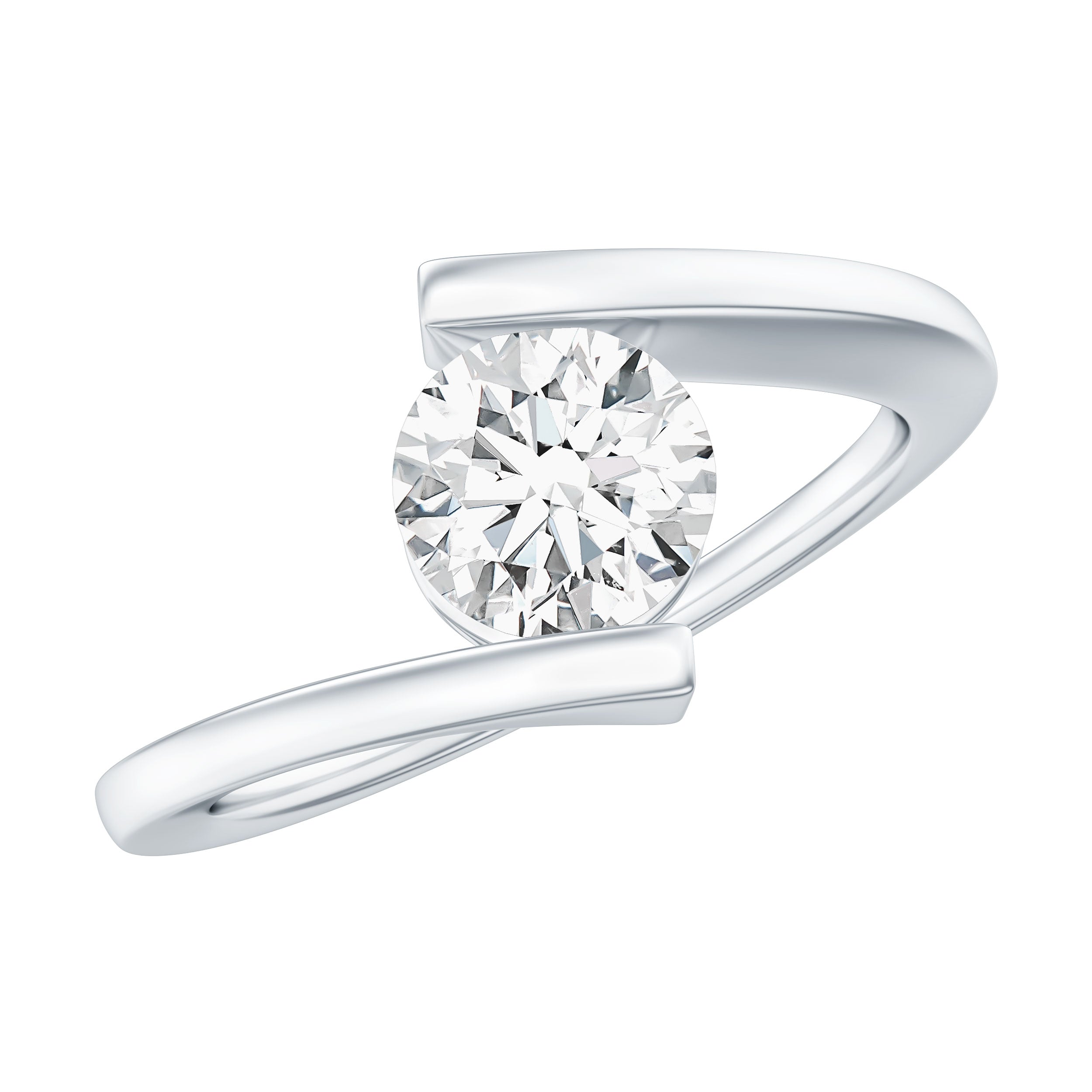 Certified 6 MM Lab Grown Diamond Tension Setting Engagement Ring Lab - ( EF-VS ) - Rosec Jewels